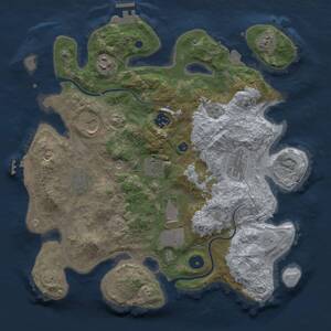 Thumbnail Rust Map: Procedural Map, Size: 3500, Seed: 2080161745, 14 Monuments