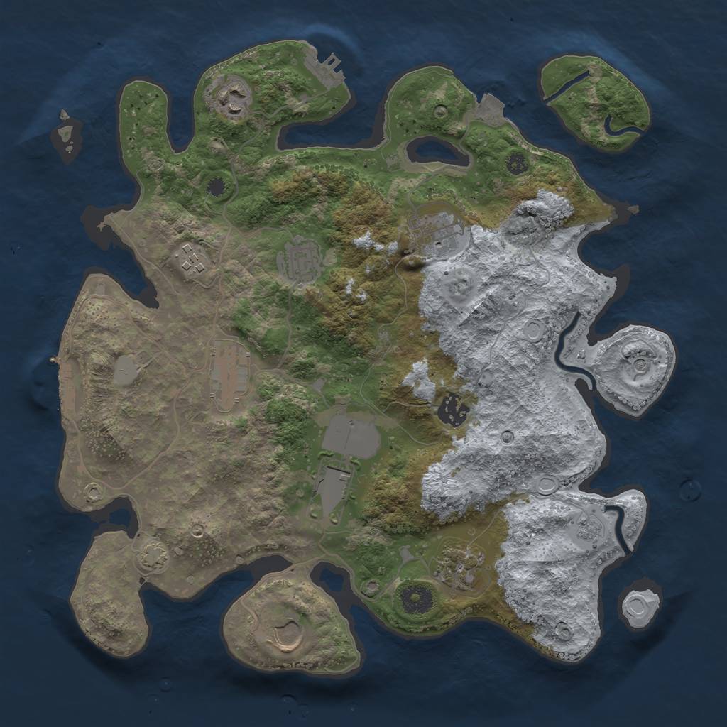 Rust Map: Procedural Map, Size: 3500, Seed: 2080161745, 17 Monuments