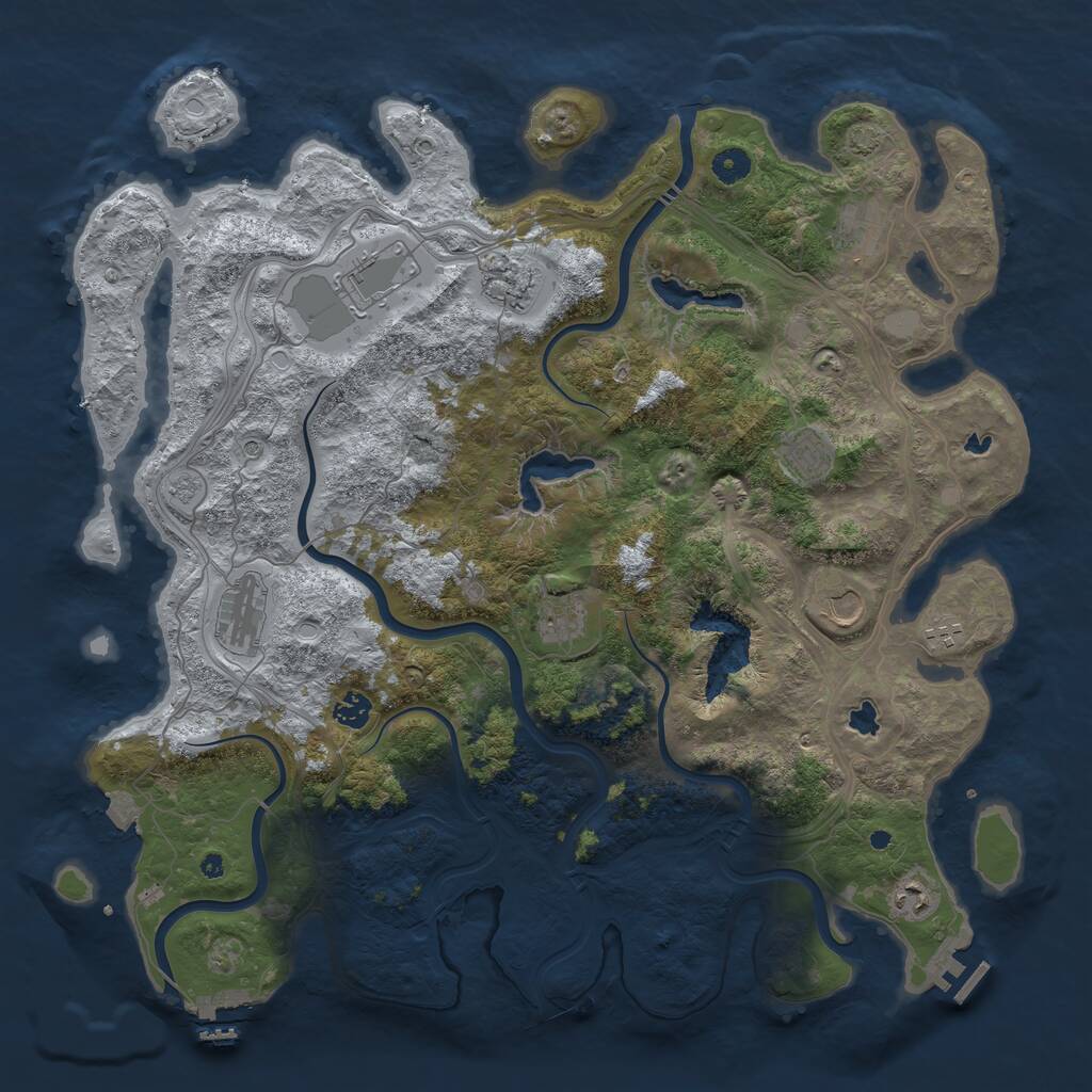 Rust Map: Procedural Map, Size: 4500, Seed: 1592730021, 16 Monuments