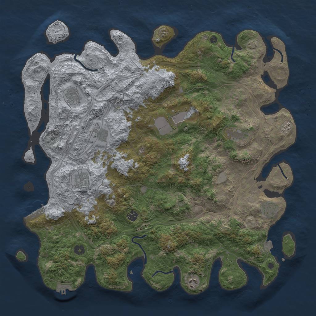 Rust Map: Procedural Map, Size: 4500, Seed: 1592730021, 17 Monuments