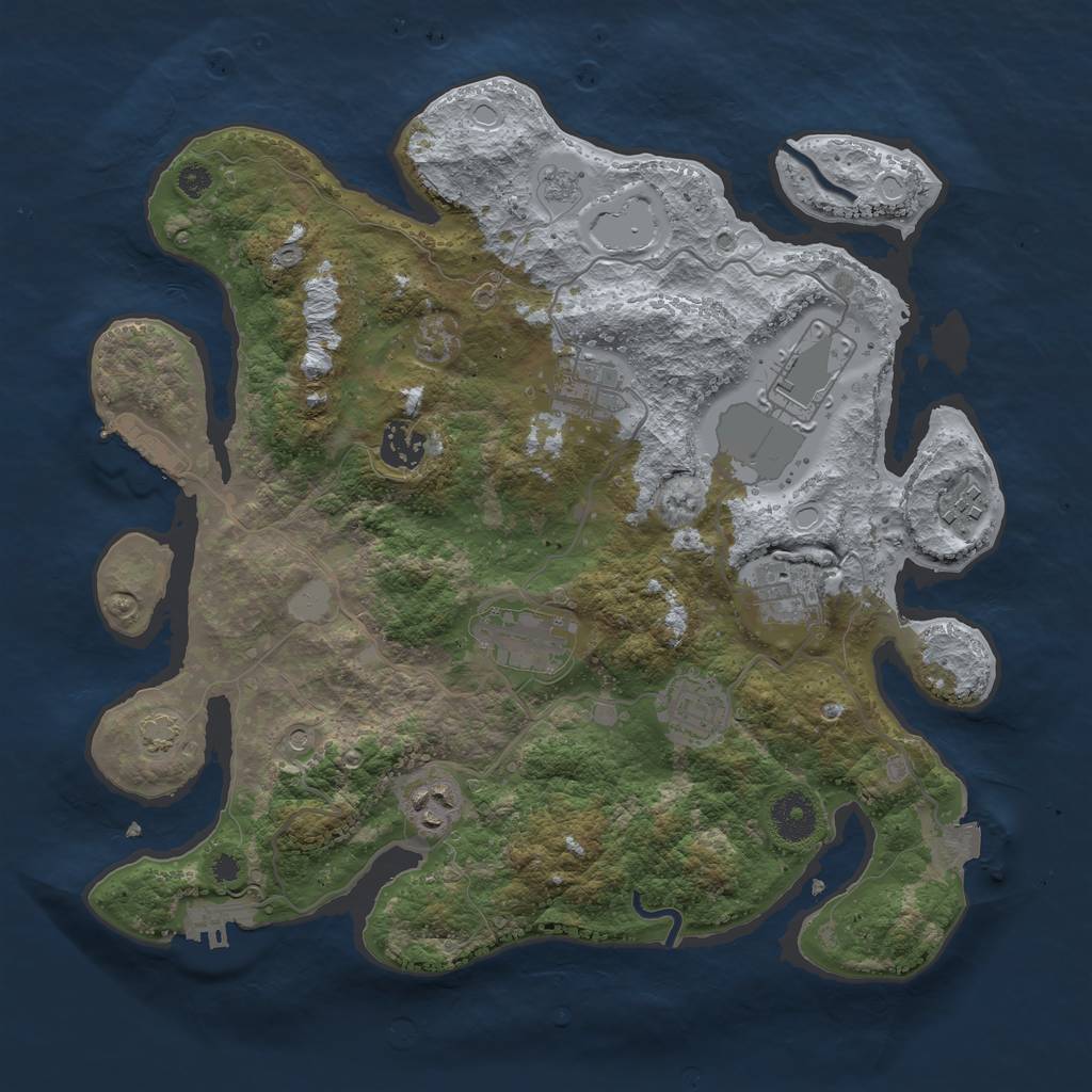 Rust Map: Procedural Map, Size: 3500, Seed: 1579750190, 16 Monuments