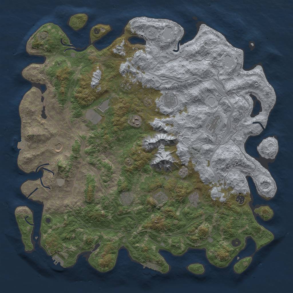 Rust Map: Procedural Map, Size: 5000, Seed: 454543, 19 Monuments