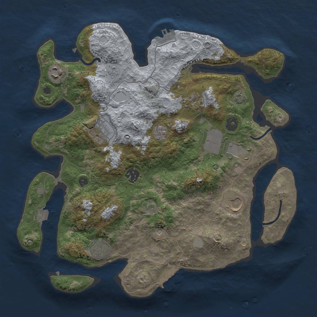 Rust Map: Procedural Map, Size: 3500, Seed: 1396641166, 16 Monuments
