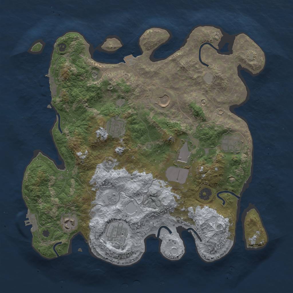 Rust Map: Procedural Map, Size: 3500, Seed: 1333750547, 14 Monuments