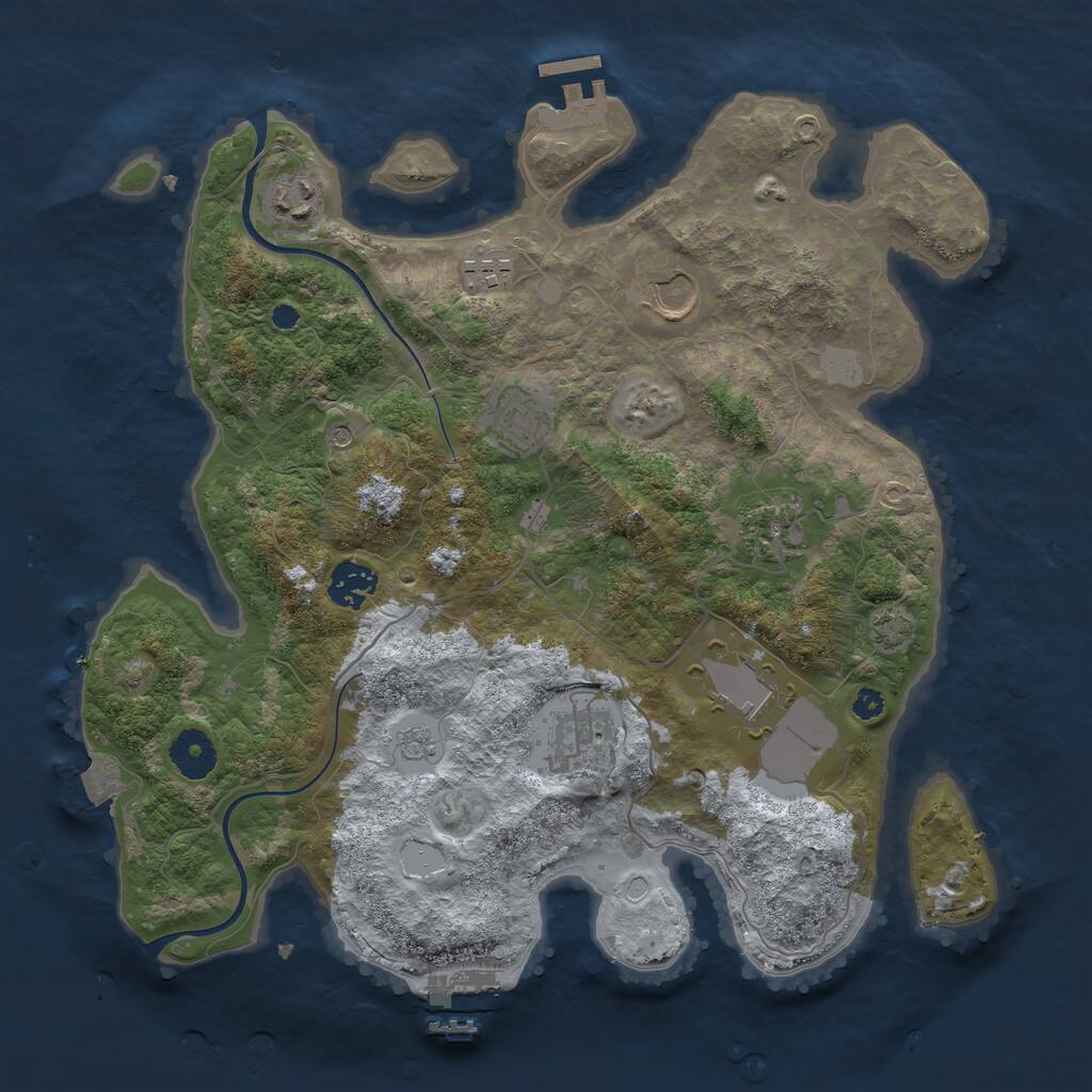 Rust Map: Procedural Map, Size: 3500, Seed: 1333750547, 14 Monuments