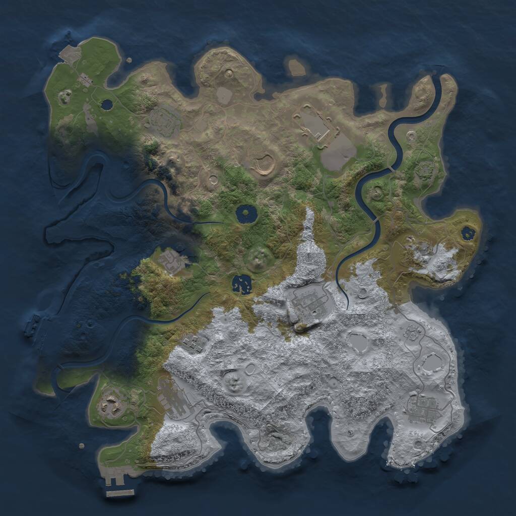 Rust Map: Procedural Map, Size: 3750, Seed: 66421477, 17 Monuments