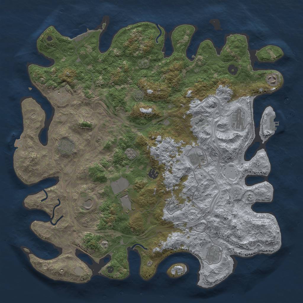 Rust Map: Procedural Map, Size: 4500, Seed: 275357369, 19 Monuments