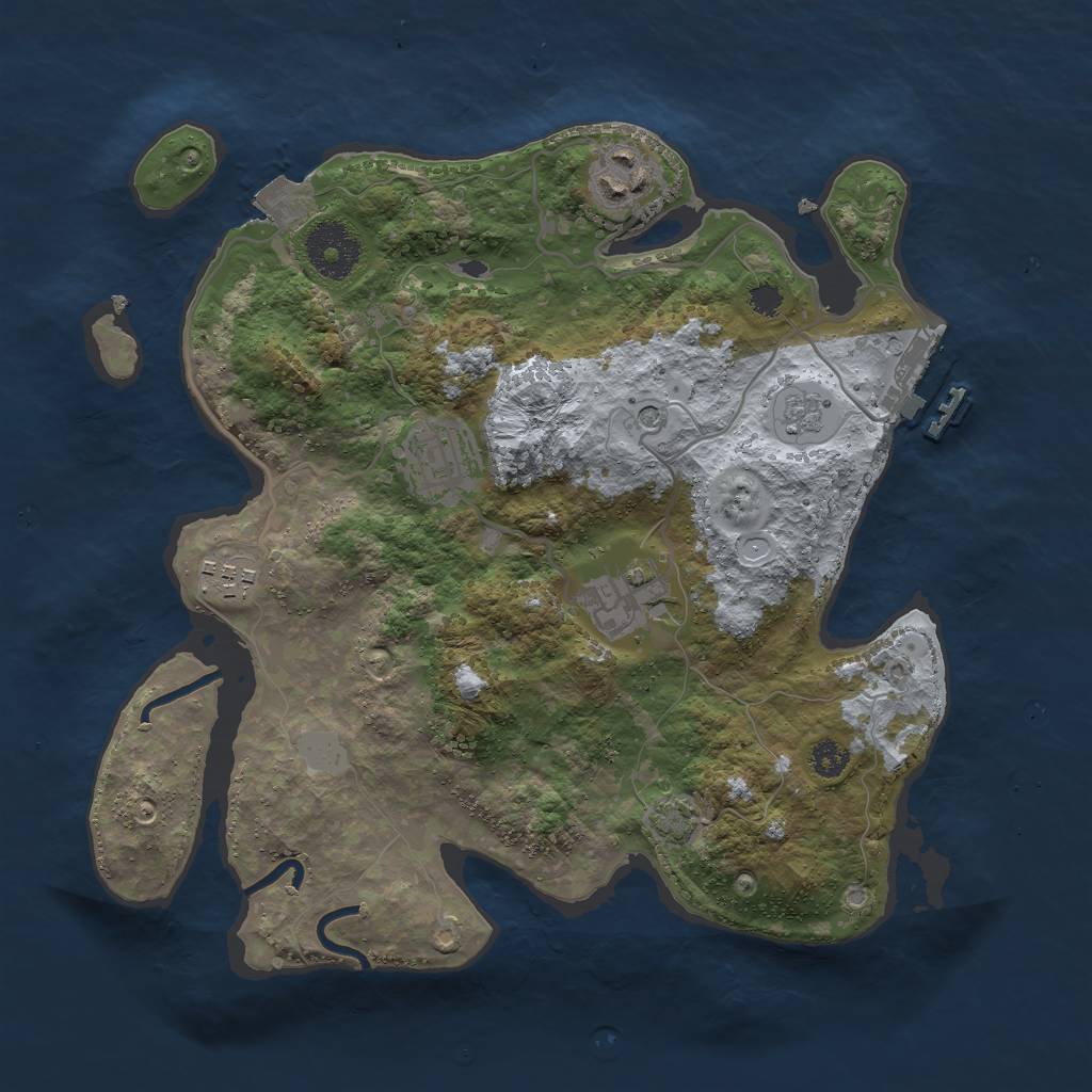 Rust Map: Procedural Map, Size: 3000, Seed: 2457668, 11 Monuments