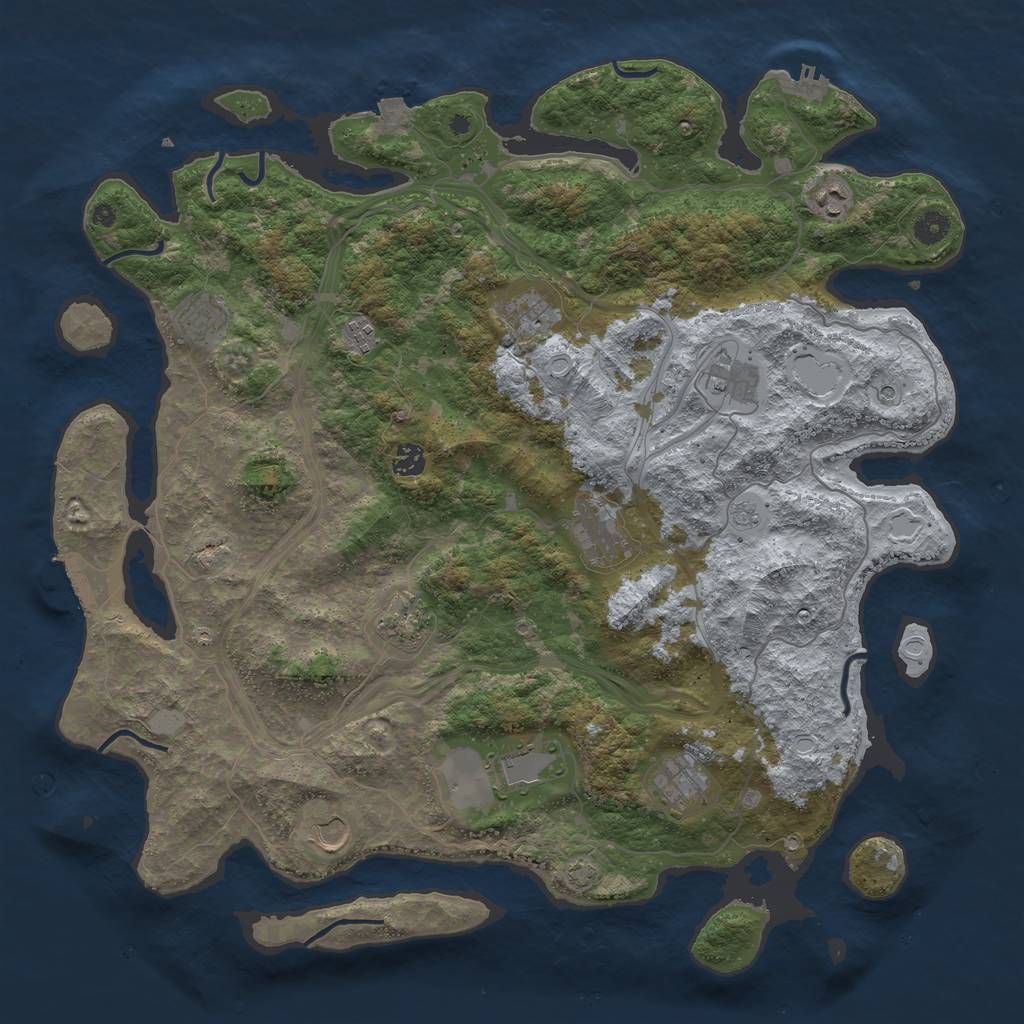 Rust Map: Procedural Map, Size: 4500, Seed: 1329427903, 19 Monuments