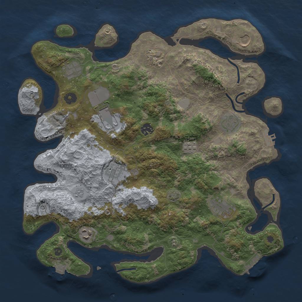 Rust Map: Procedural Map, Size: 3750, Seed: 48256729, 18 Monuments