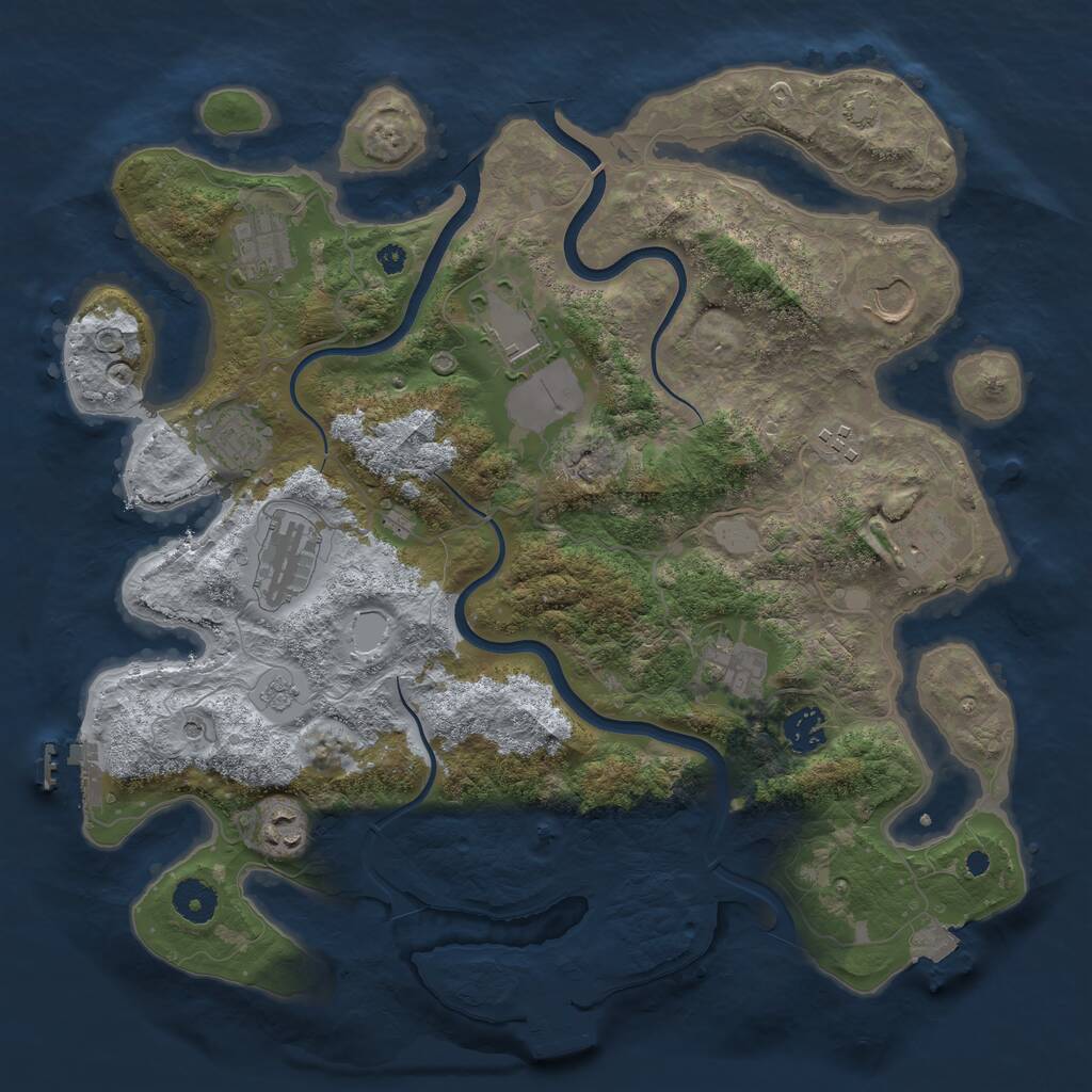 Rust Map: Procedural Map, Size: 3750, Seed: 48256729, 16 Monuments
