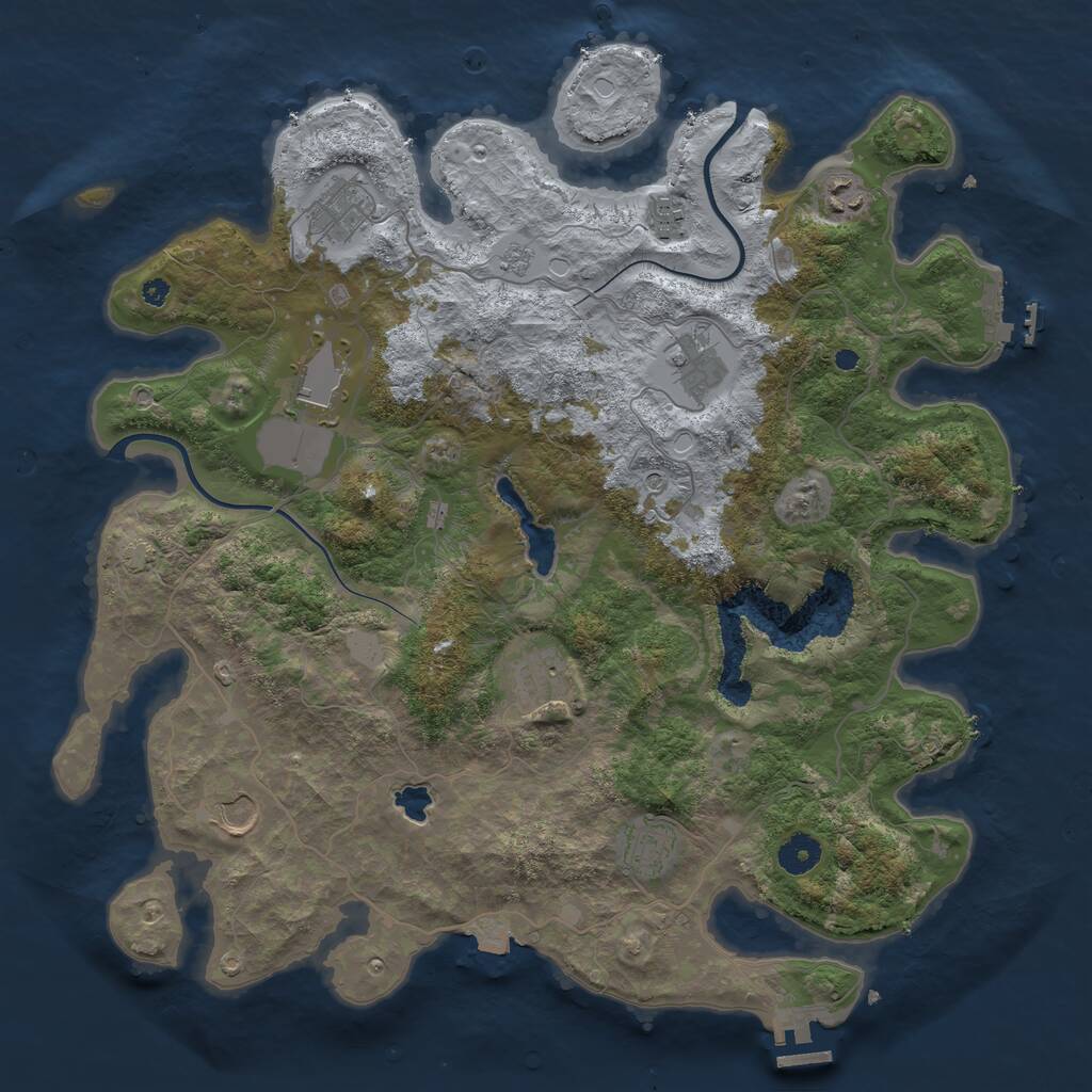 Rust Map: Procedural Map, Size: 4000, Seed: 954865346, 14 Monuments