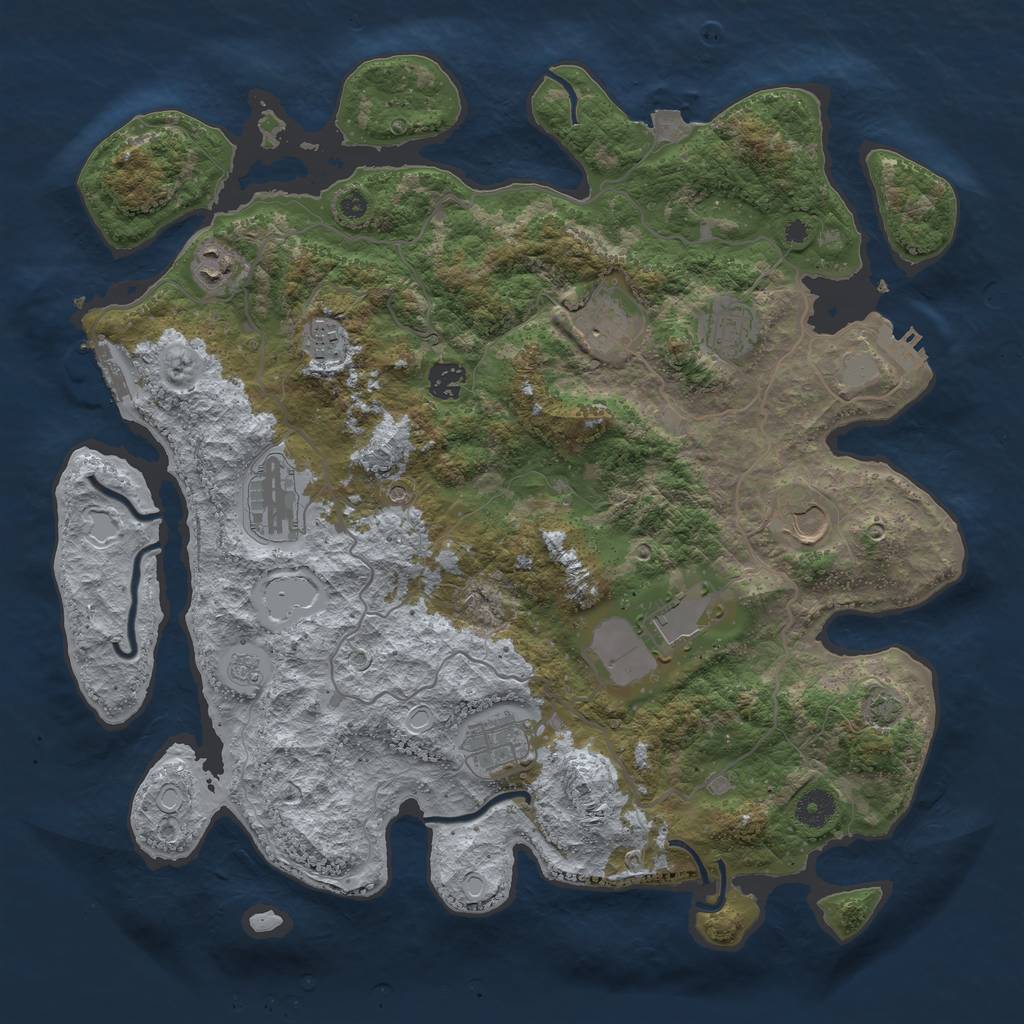 Rust Map: Procedural Map, Size: 4000, Seed: 566444969, 17 Monuments