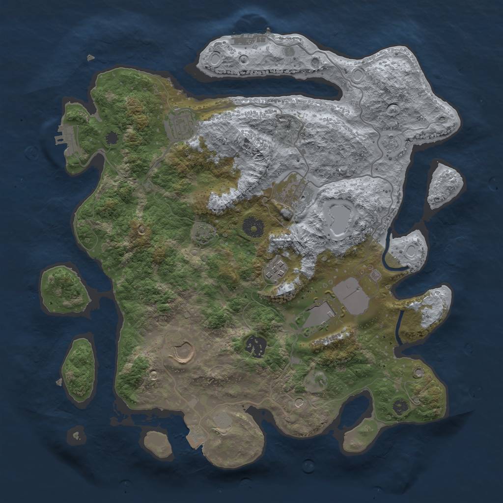 Rust Map: Procedural Map, Size: 3500, Seed: 1944435320, 14 Monuments