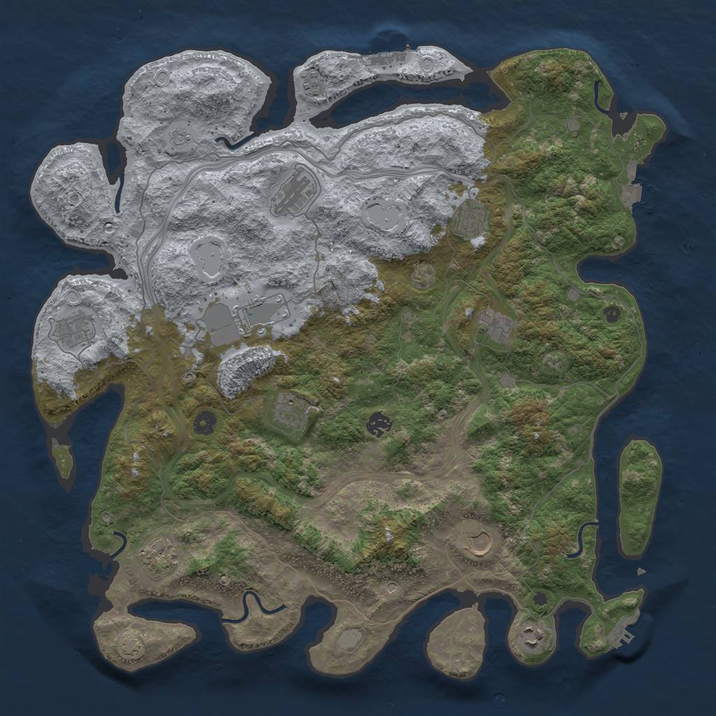 Rust Map: Procedural Map, Size: 4500, Seed: 585946, 19 Monuments