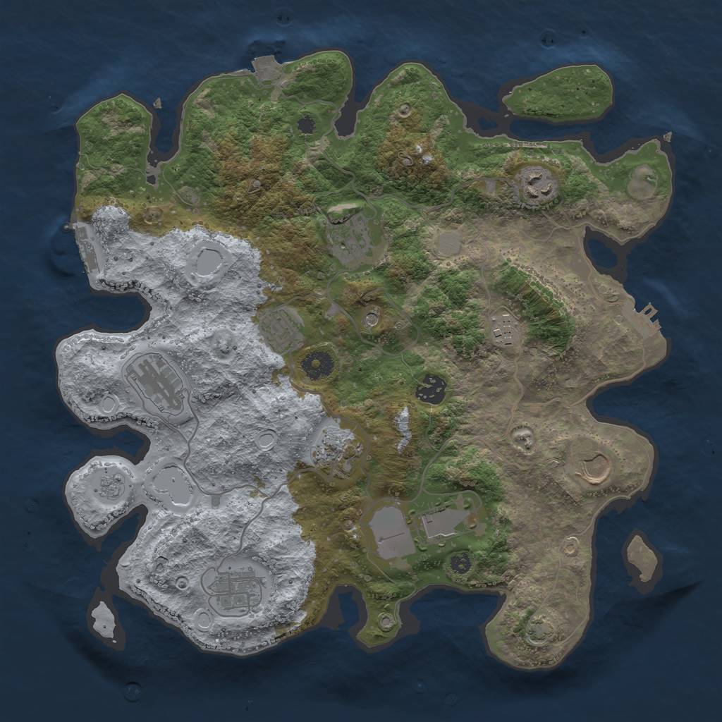Rust Map: Procedural Map, Size: 3600, Seed: 564738, 18 Monuments