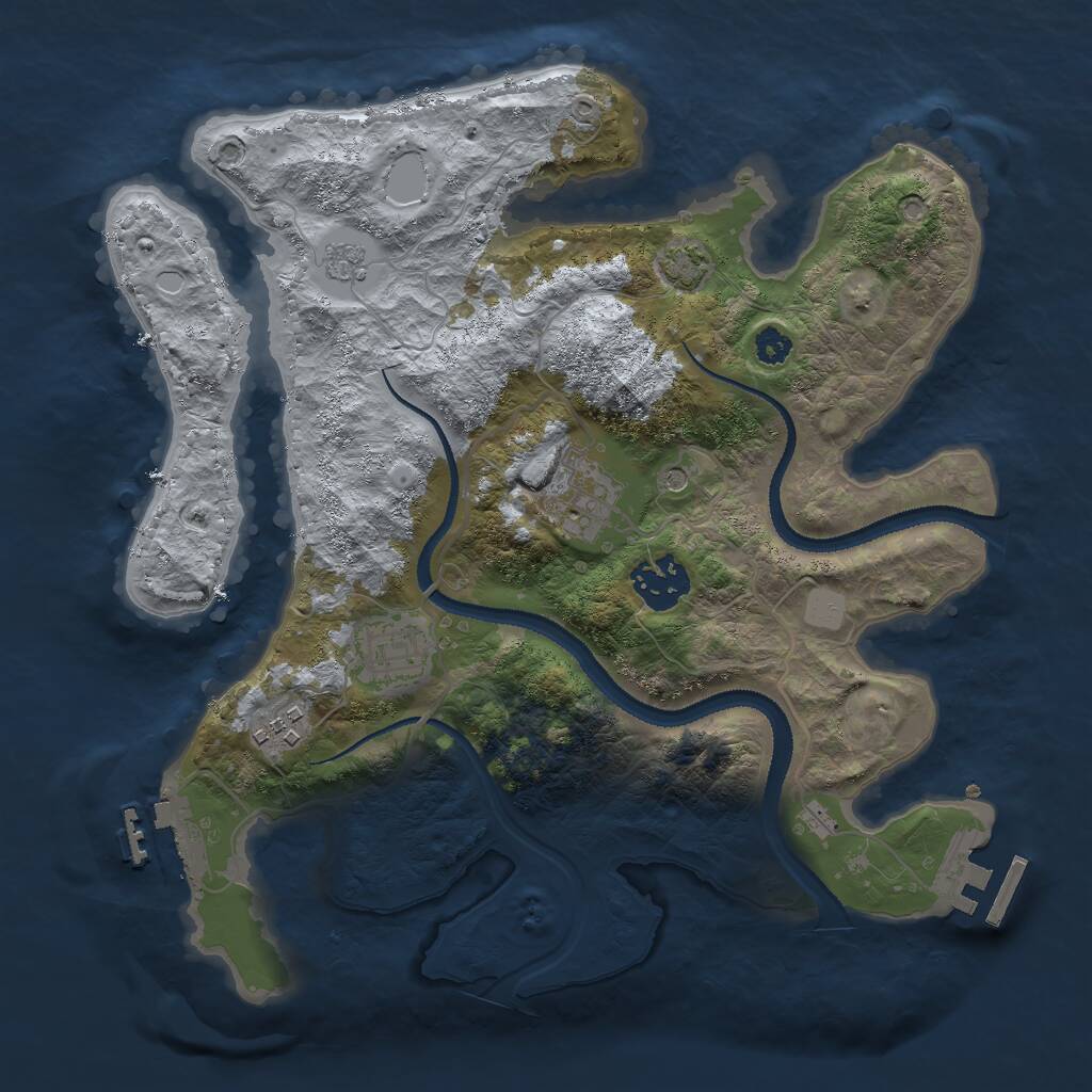 Rust Map: Procedural Map, Size: 3000, Seed: 6638, 10 Monuments