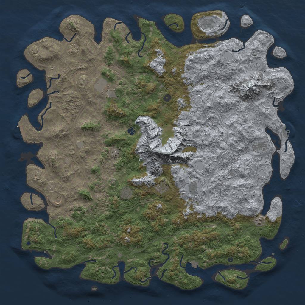 Rust Map: Procedural Map, Size: 6000, Seed: 67383, 19 Monuments