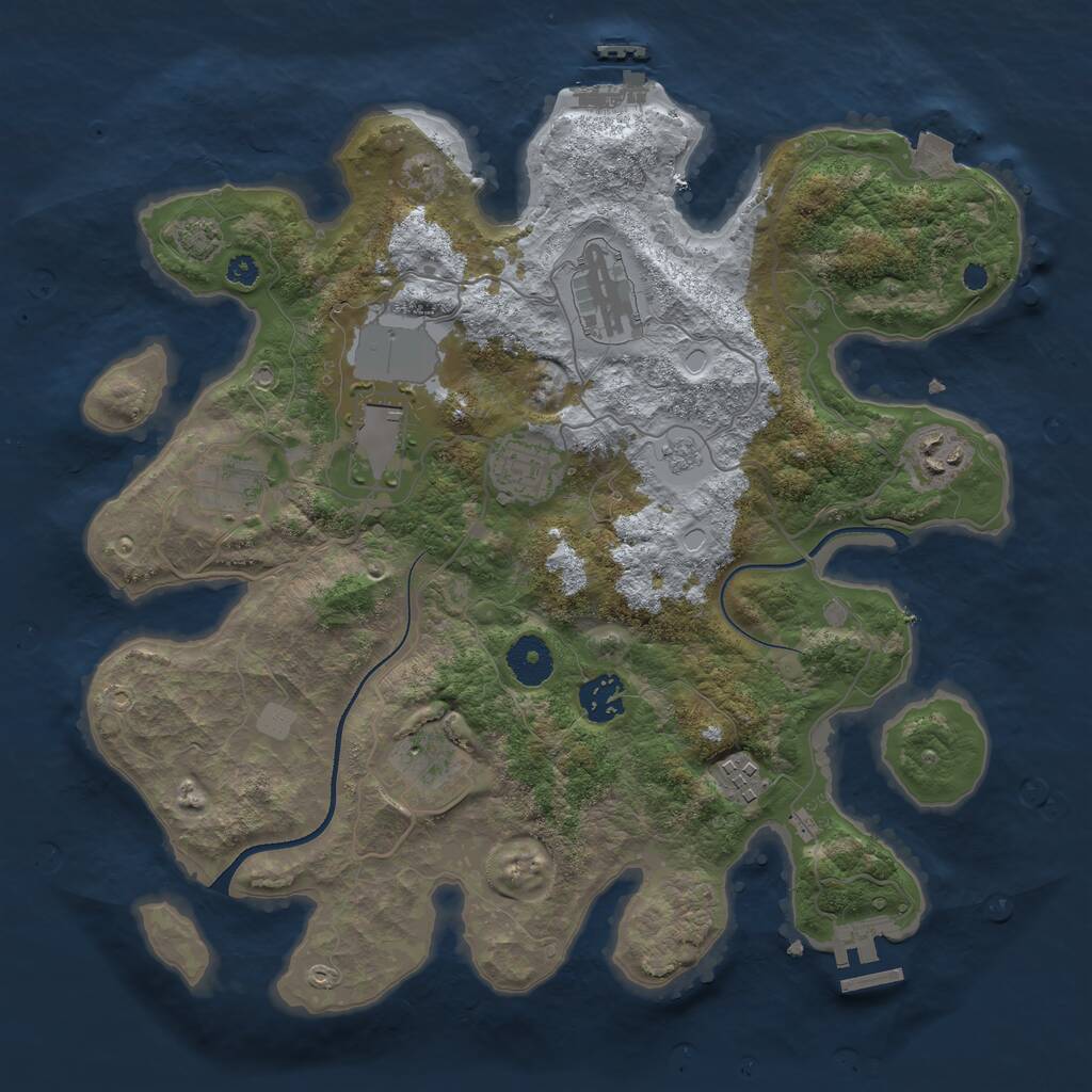 Rust Map: Procedural Map, Size: 3500, Seed: 521445513, 13 Monuments