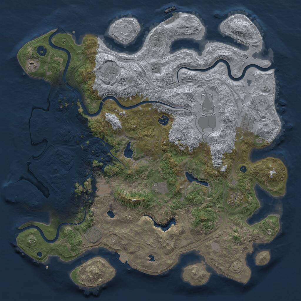 Rust Map: Procedural Map, Size: 4500, Seed: 725895262, 16 Monuments