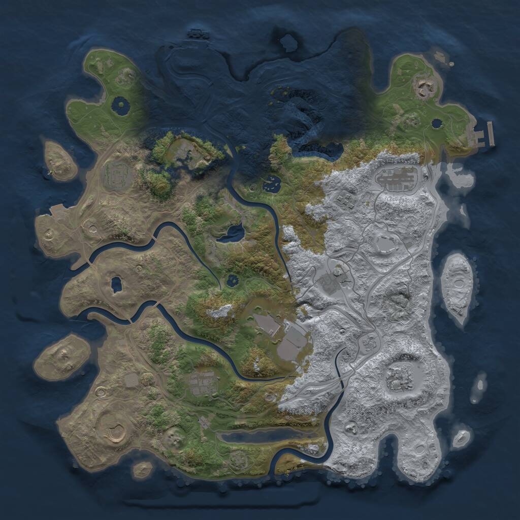 Rust Map: Procedural Map, Size: 4250, Seed: 1015096663, 17 Monuments