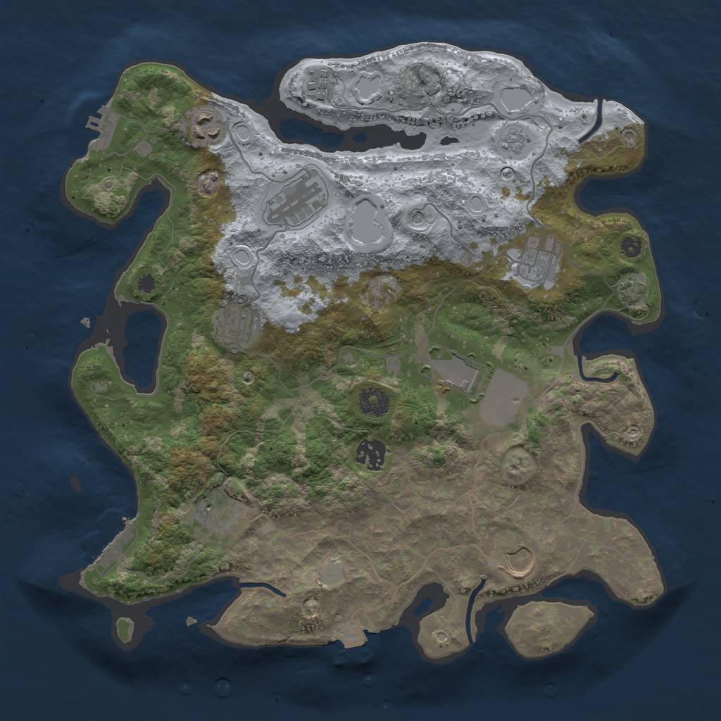 Rust Map: Procedural Map, Size: 3500, Seed: 263060359, 17 Monuments