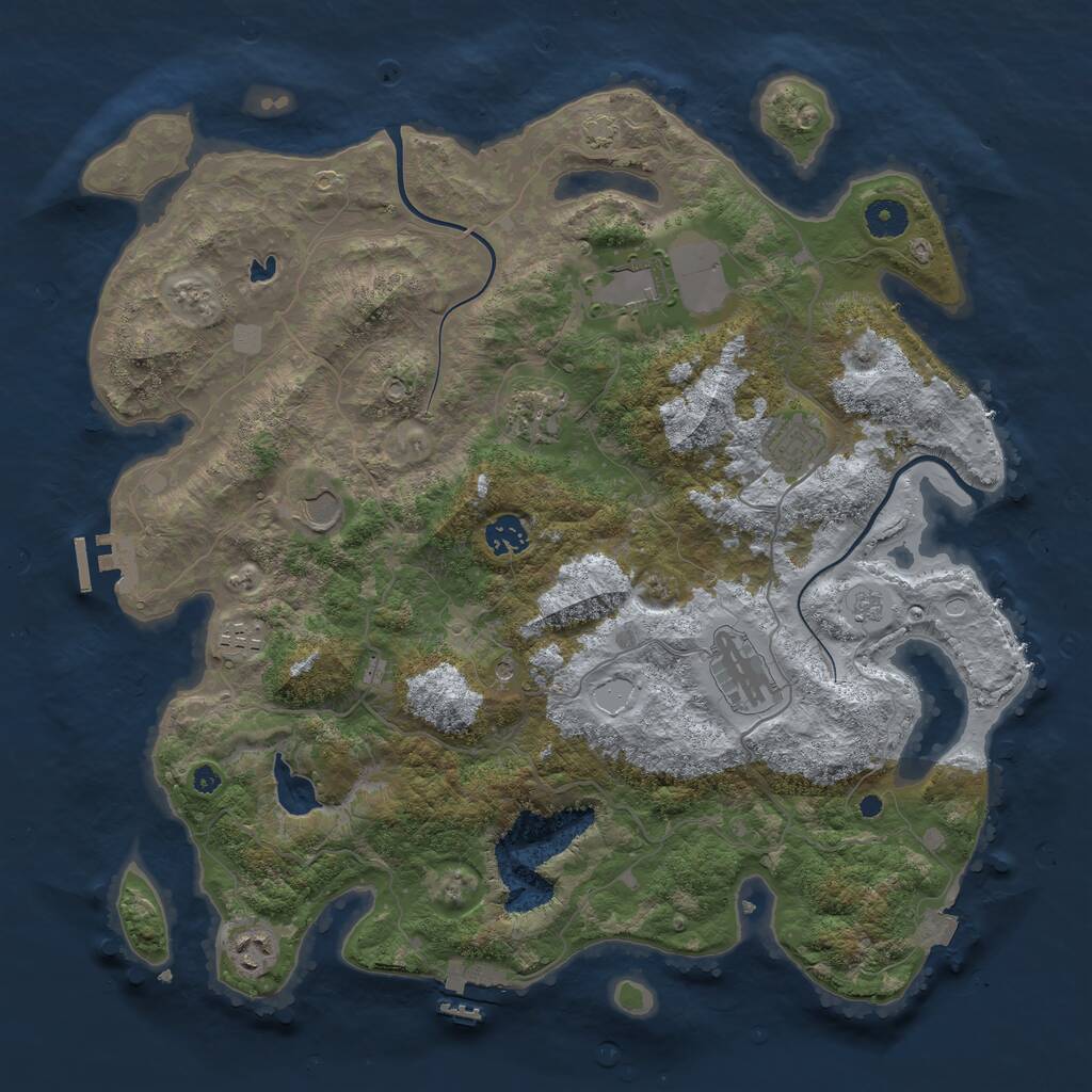 Rust Map: Procedural Map, Size: 4000, Seed: 499431443, 14 Monuments