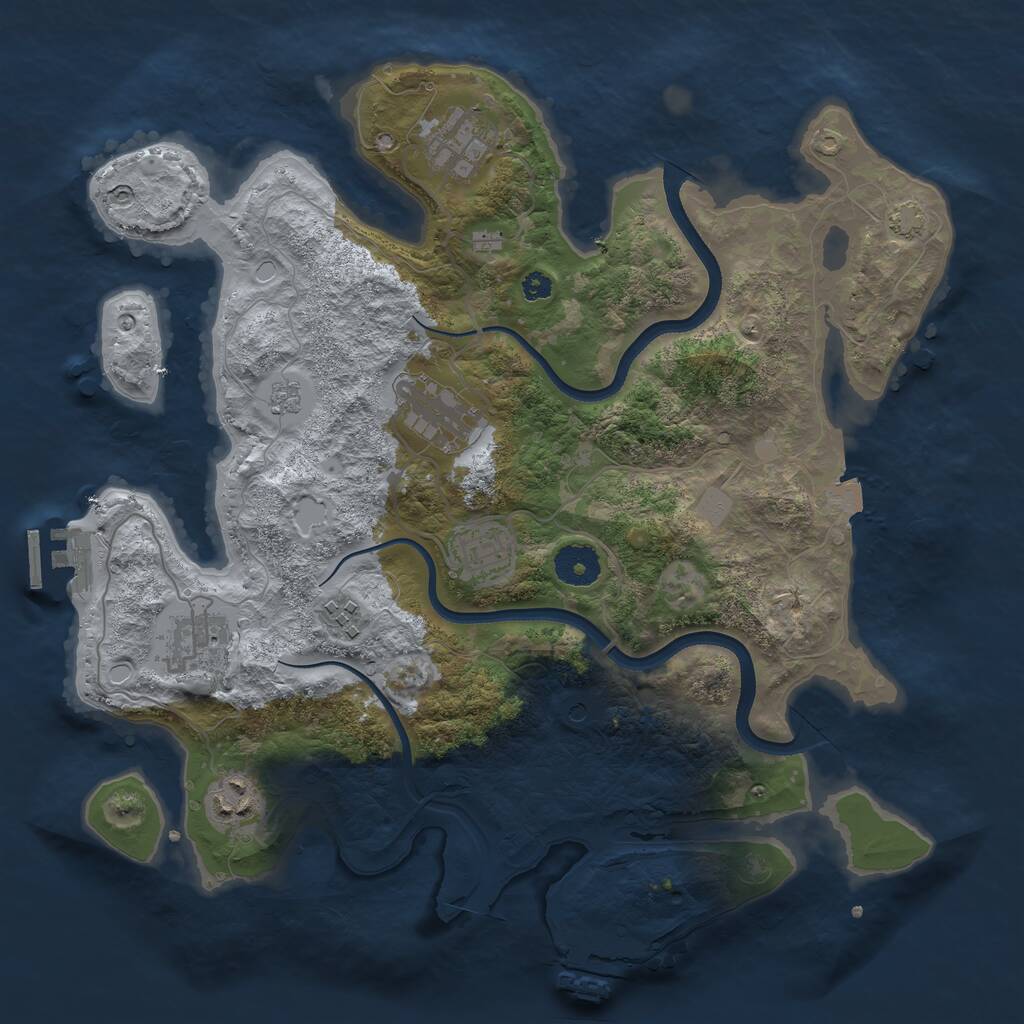 Rust Map: Procedural Map, Size: 3500, Seed: 8421354, 12 Monuments