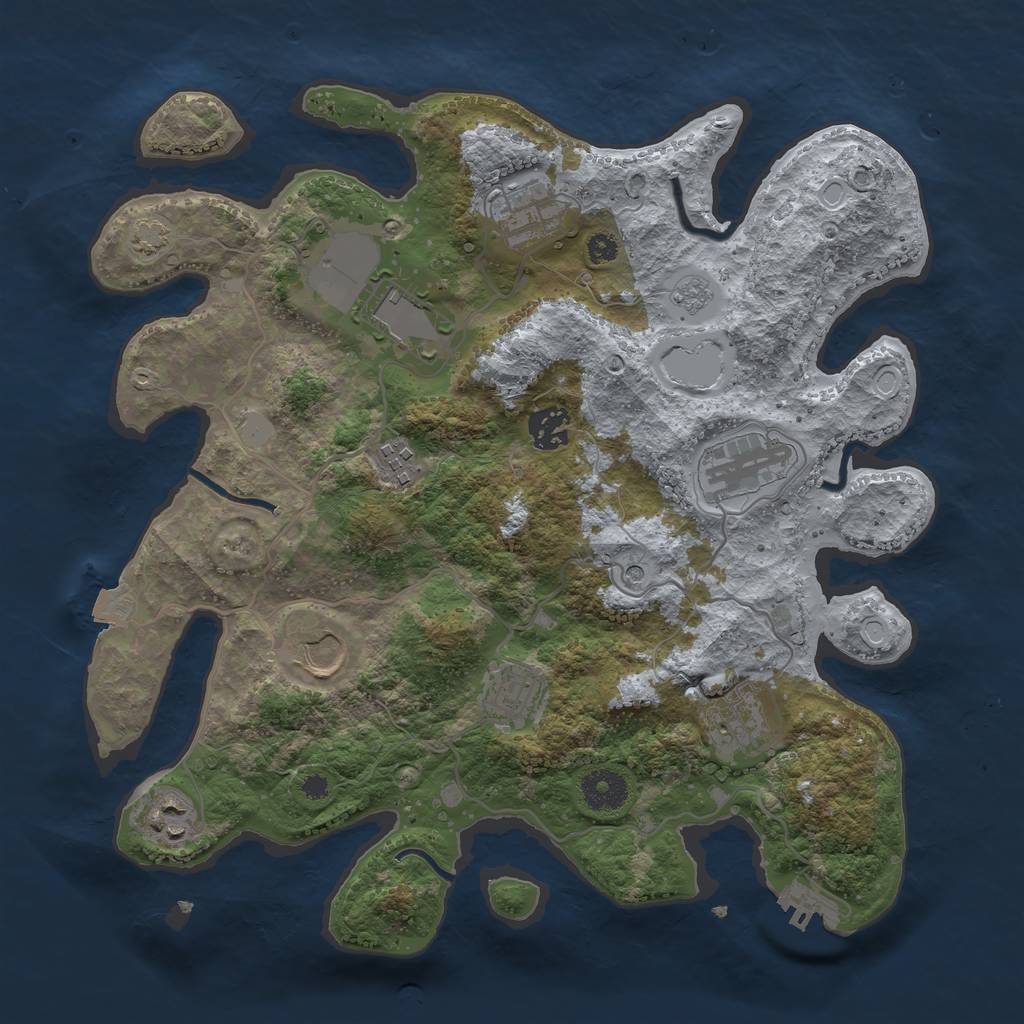 Rust Map: Procedural Map, Size: 3500, Seed: 548868107, 16 Monuments