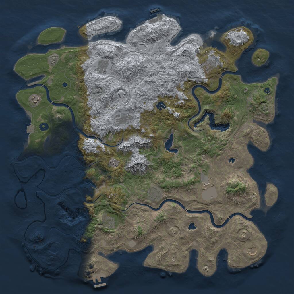 Rust Map: Procedural Map, Size: 5000, Seed: 3689150, 16 Monuments