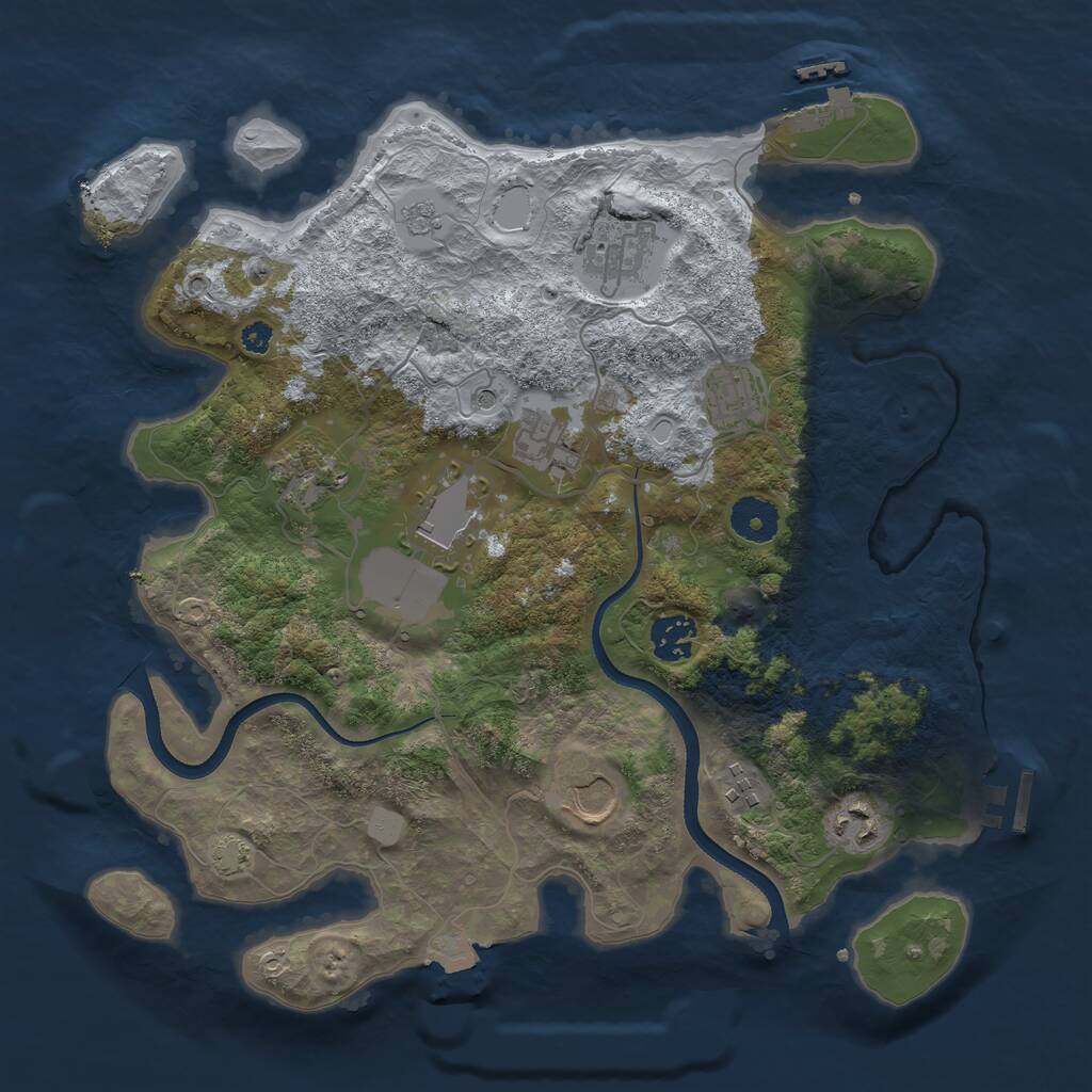 Rust Map: Procedural Map, Size: 3500, Seed: 742501488, 15 Monuments