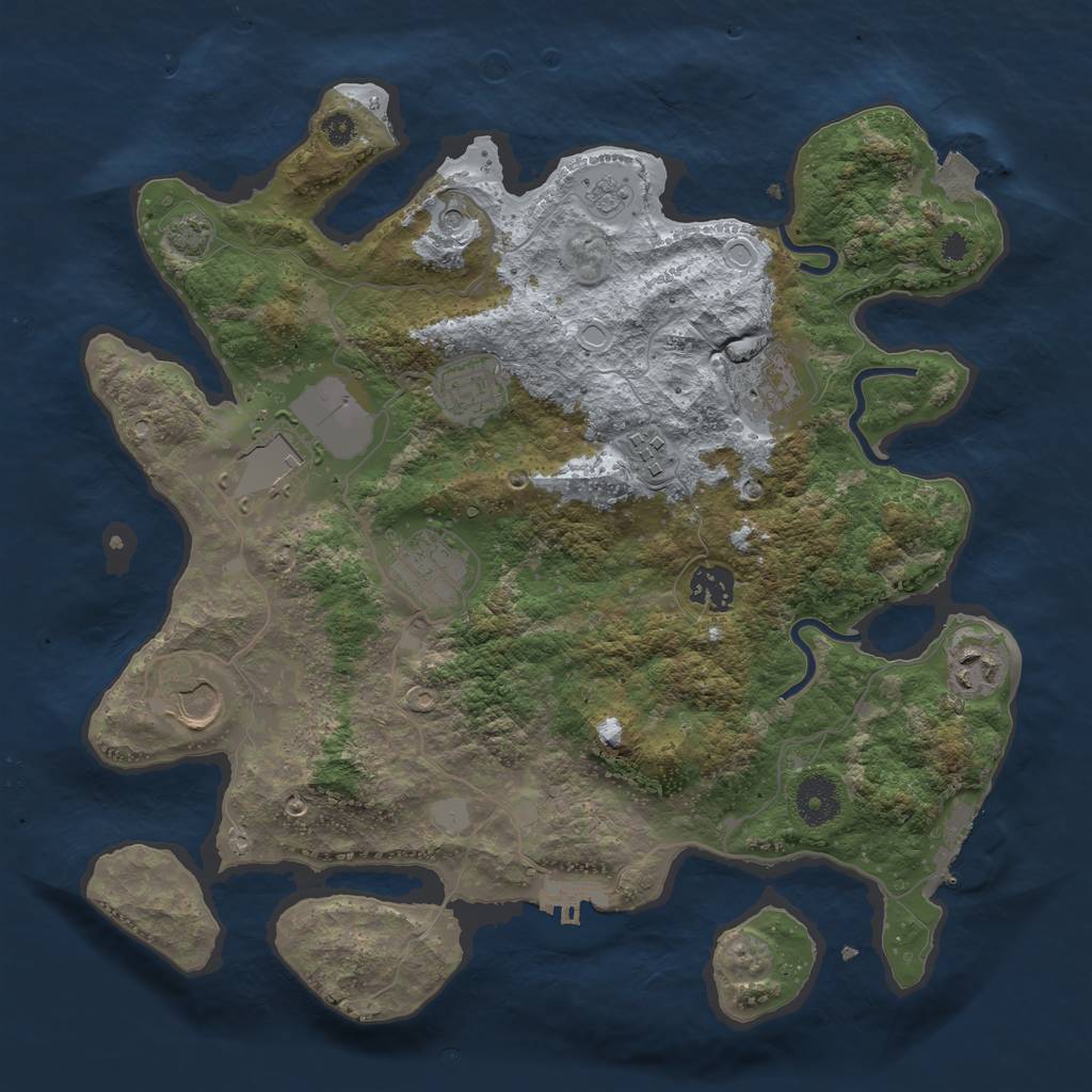 Rust Map: Procedural Map, Size: 3500, Seed: 443689282, 16 Monuments
