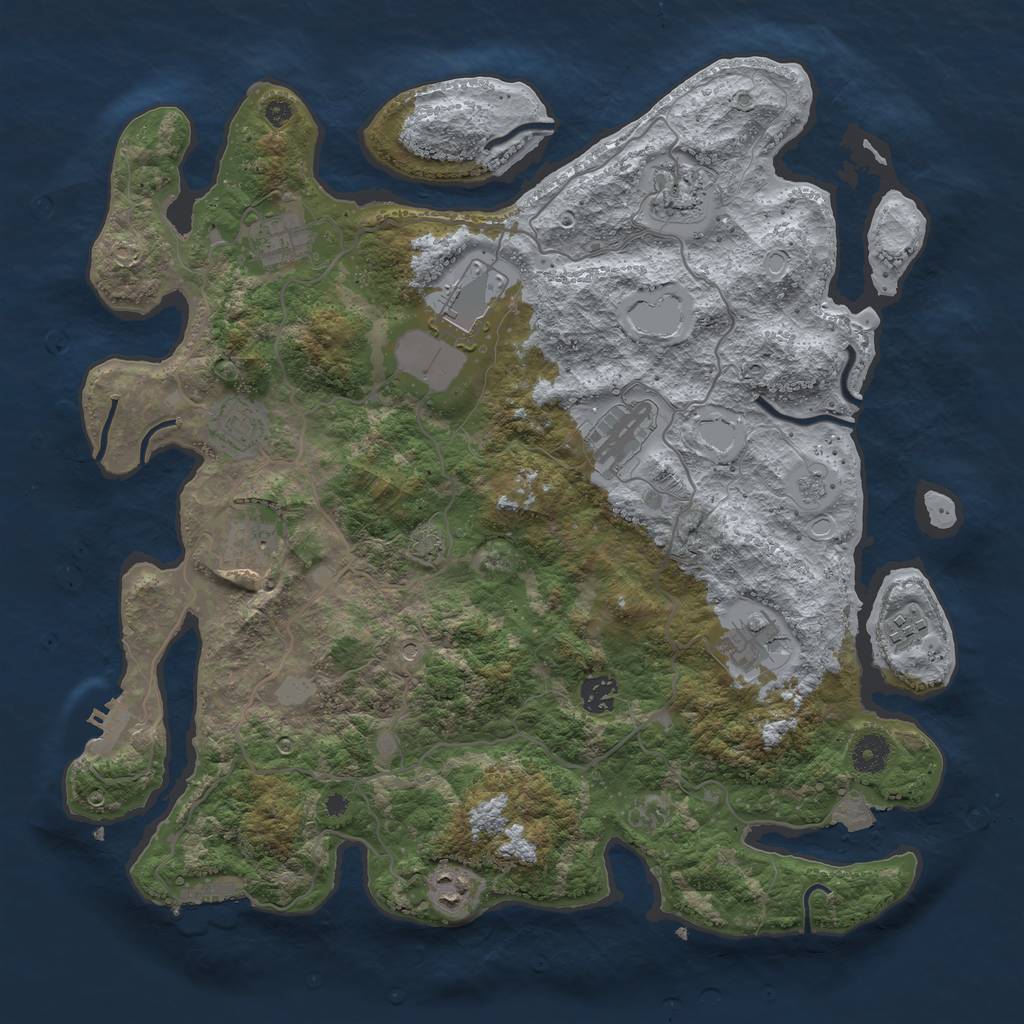 Rust Map: Procedural Map, Size: 4000, Seed: 1409748197, 18 Monuments