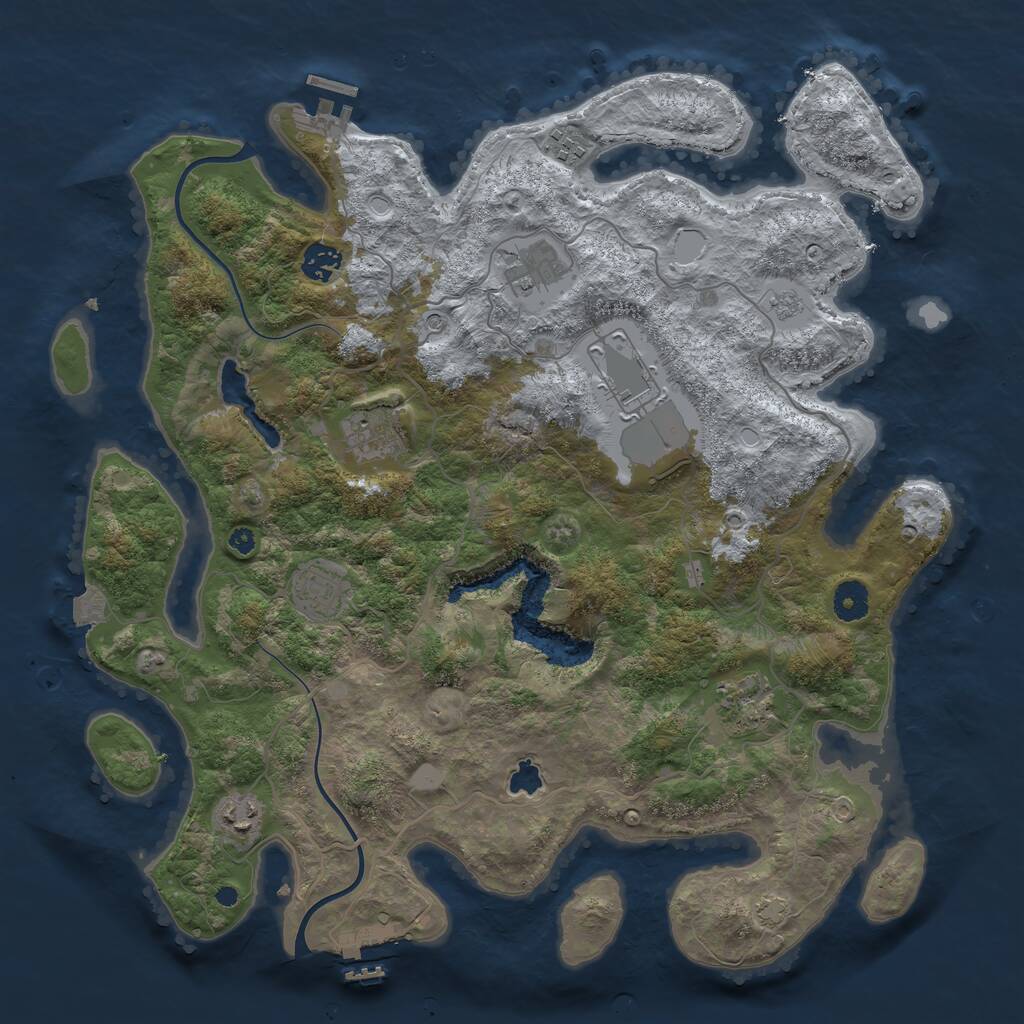 Rust Map: Procedural Map, Size: 4000, Seed: 7955668, 14 Monuments