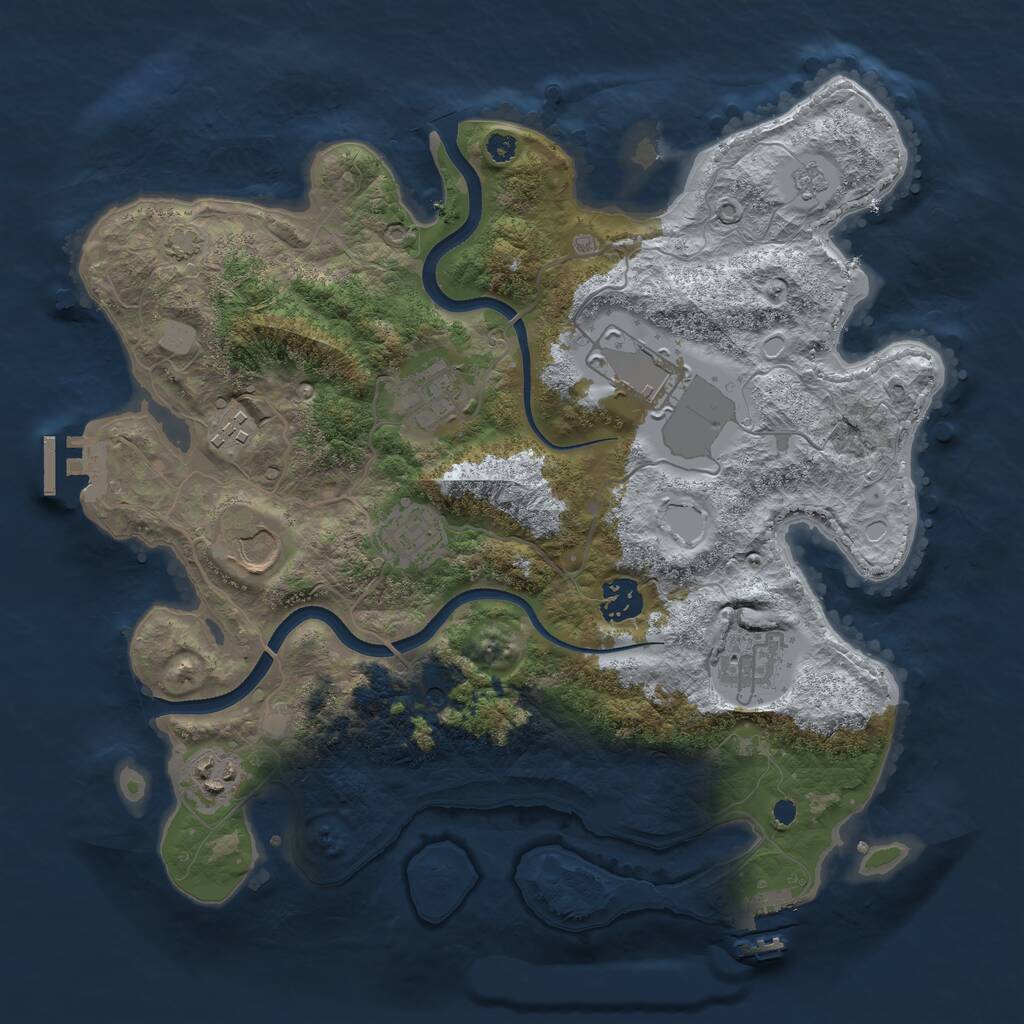 Rust Map: Procedural Map, Size: 3500, Seed: 50625299, 14 Monuments