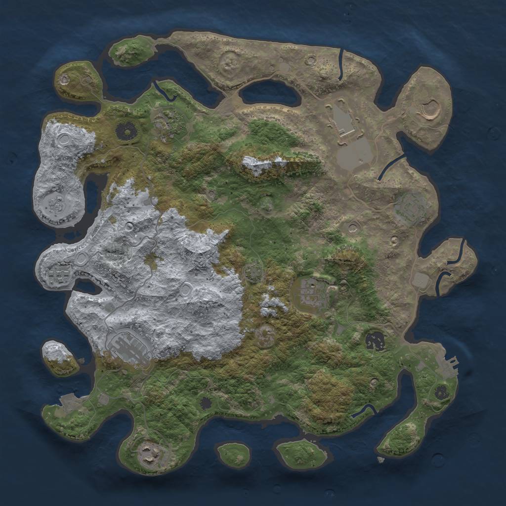 Rust Map: Procedural Map, Size: 3750, Seed: 28477528, 16 Monuments