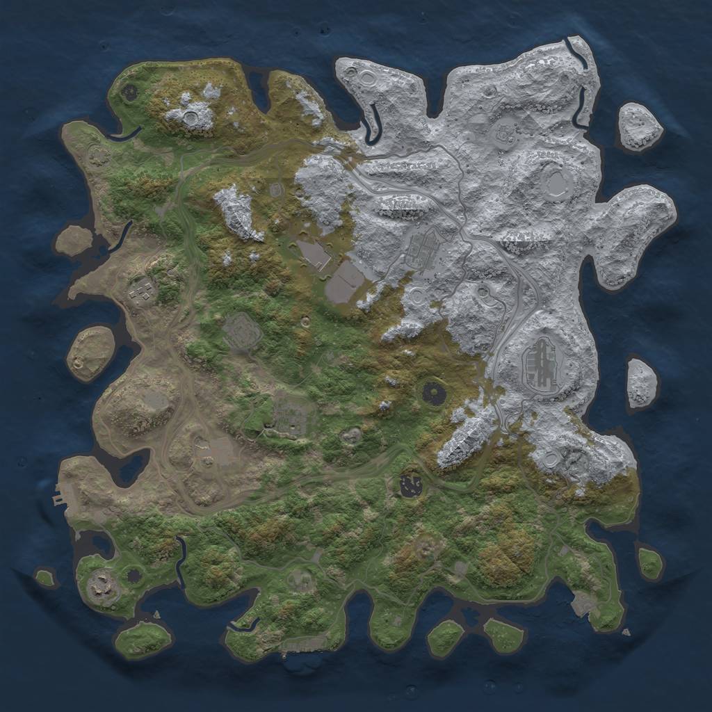 Rust Map: Procedural Map, Size: 4500, Seed: 820622873, 17 Monuments