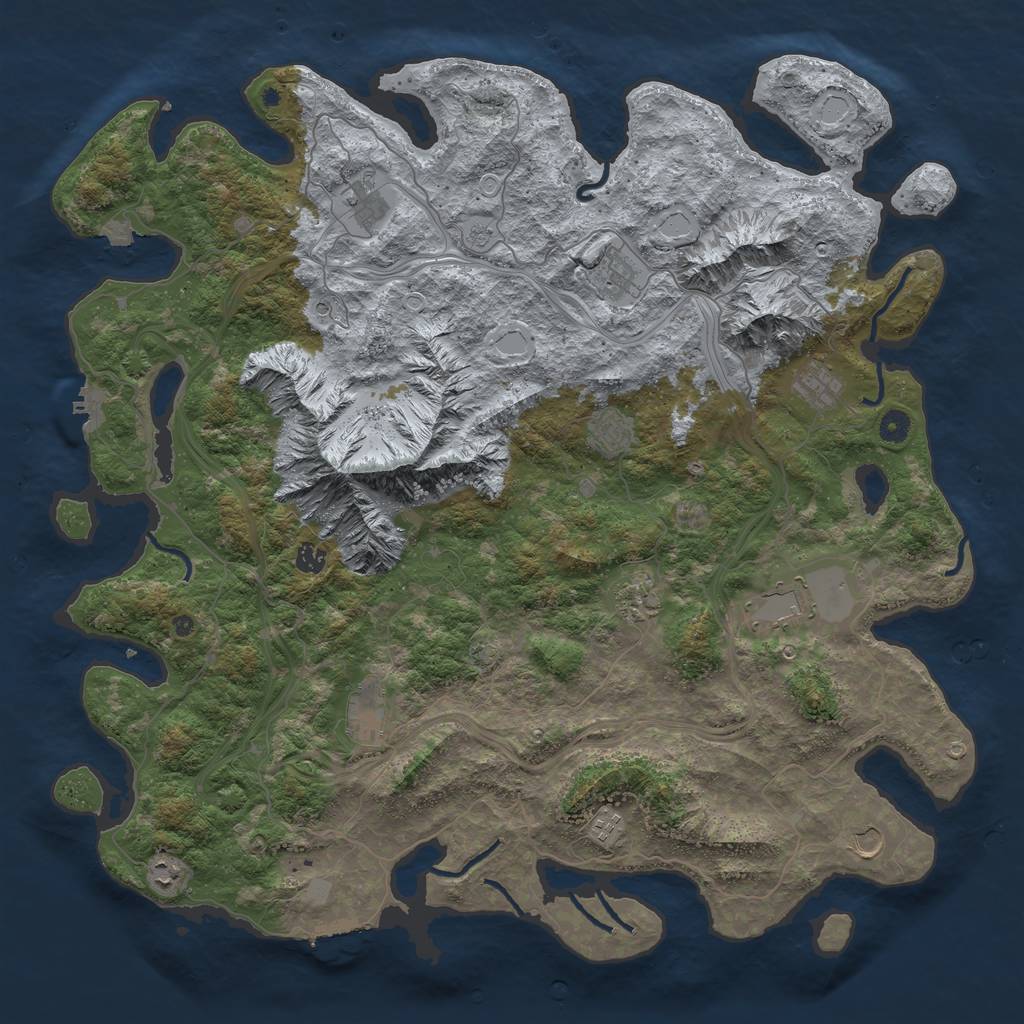 Rust Map: Procedural Map, Size: 5000, Seed: 1707071, 19 Monuments