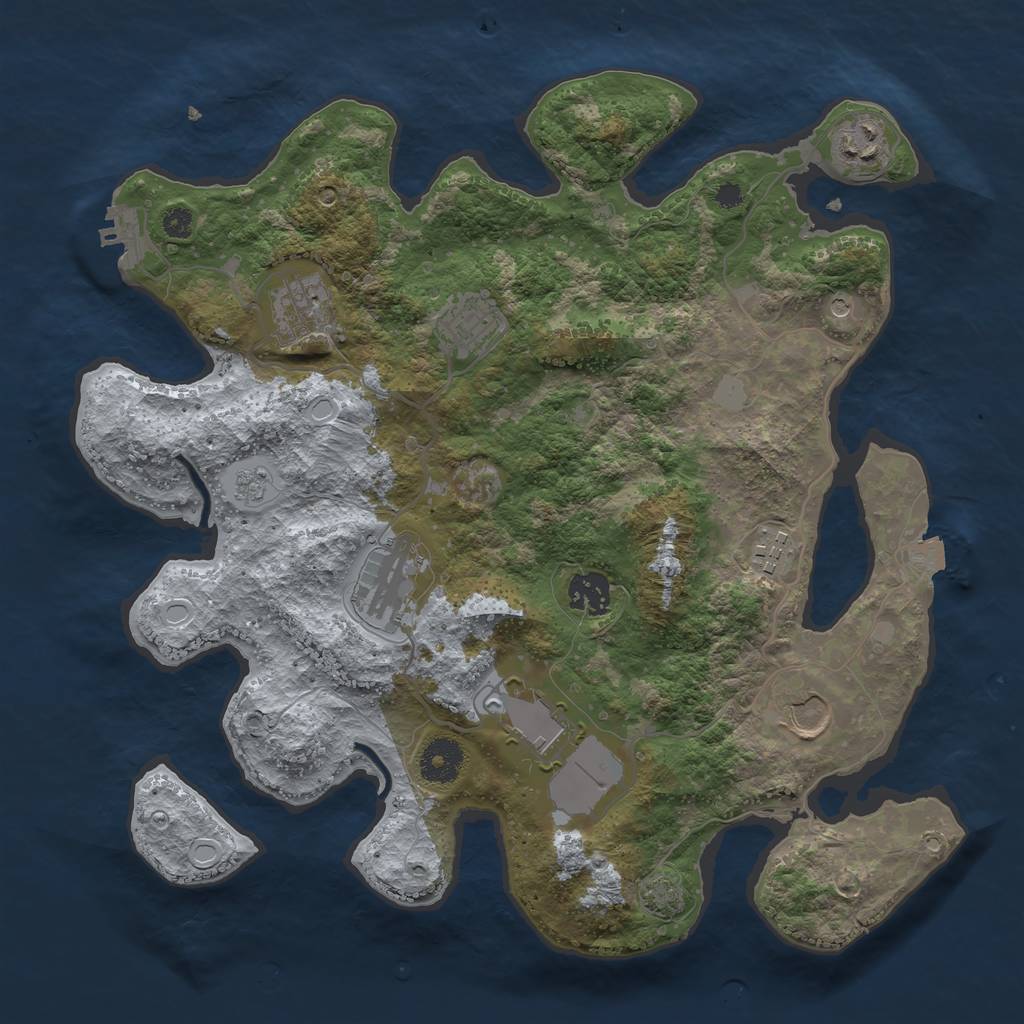 Rust Map: Procedural Map, Size: 3500, Seed: 74567187, 15 Monuments