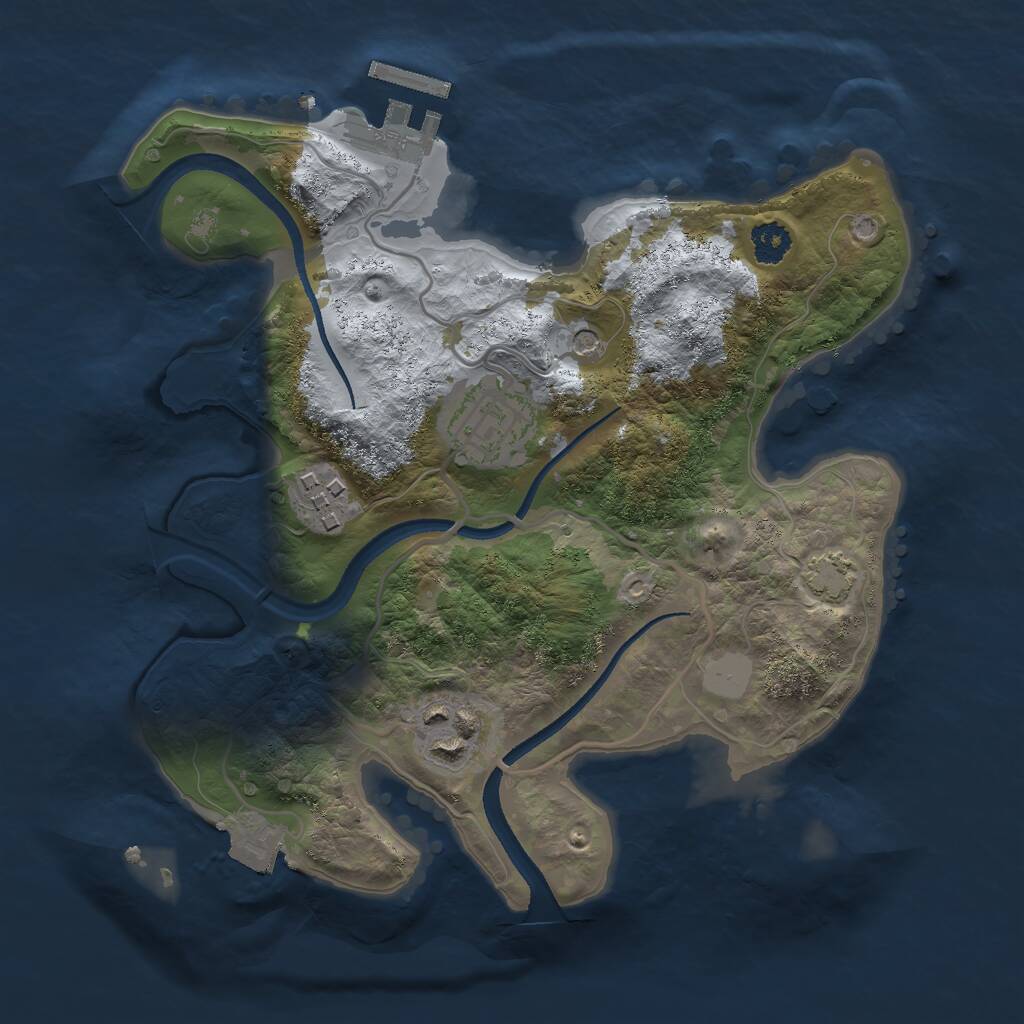 Rust Map: Procedural Map, Size: 2500, Seed: 583078360, 7 Monuments