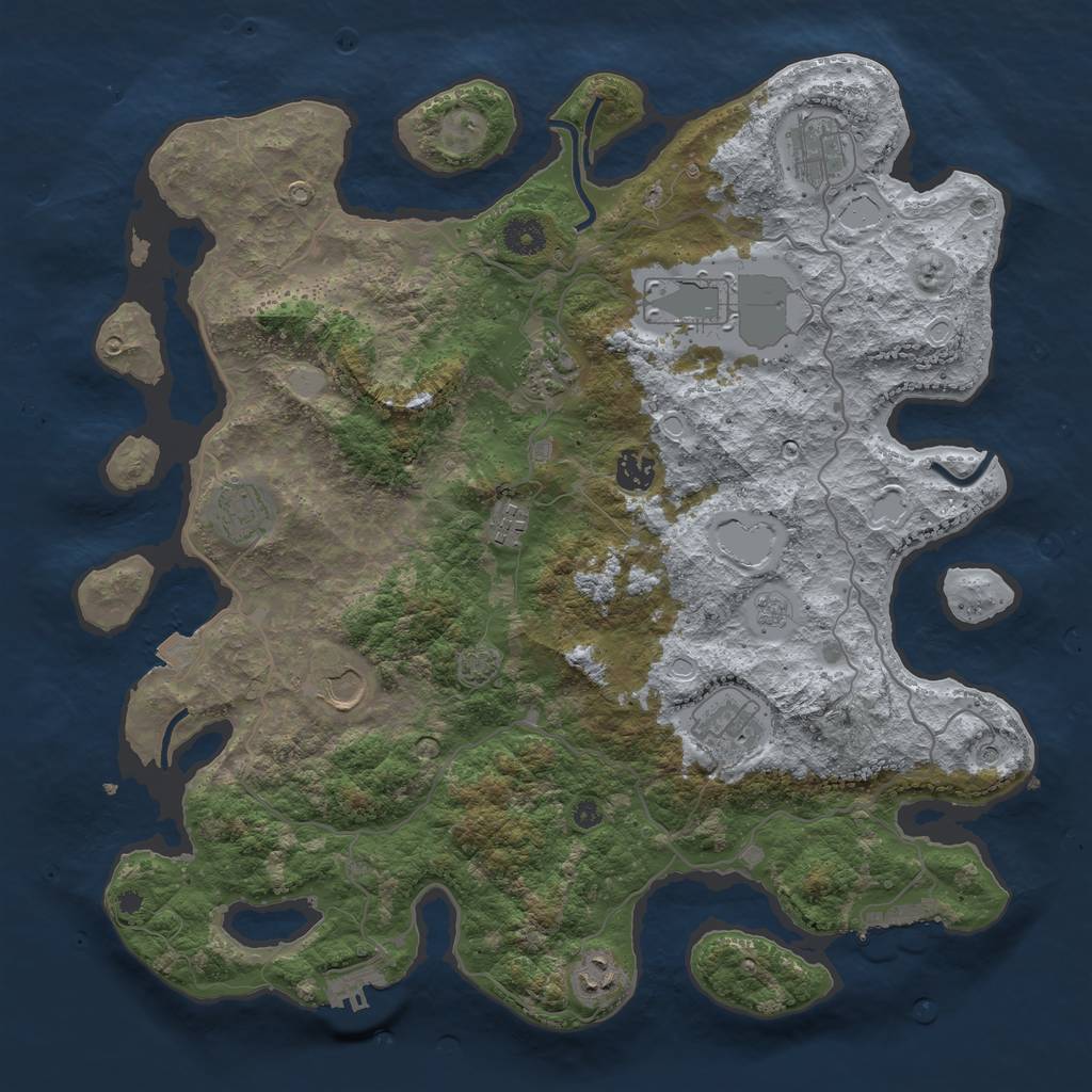 Rust Map: Procedural Map, Size: 4000, Seed: 322382640, 17 Monuments