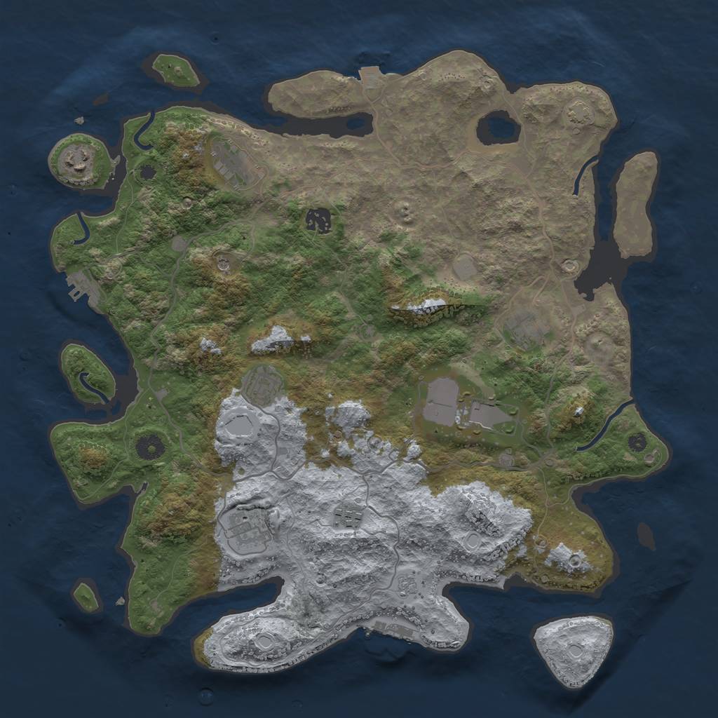 Rust Map: Procedural Map, Size: 4000, Seed: 791209891, 16 Monuments