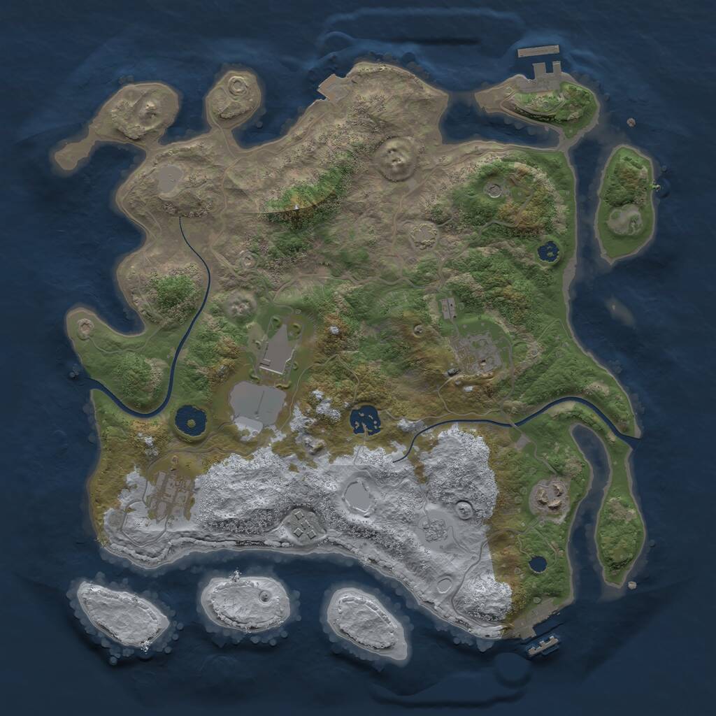 Rust Map: Procedural Map, Size: 3500, Seed: 1799357436, 12 Monuments