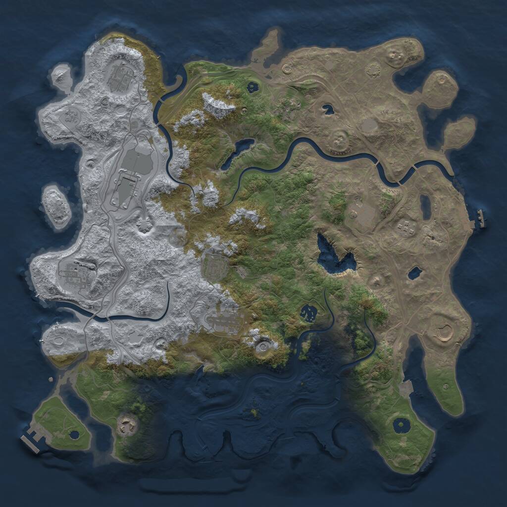 Rust Map: Procedural Map, Size: 4500, Seed: 574339450, 17 Monuments