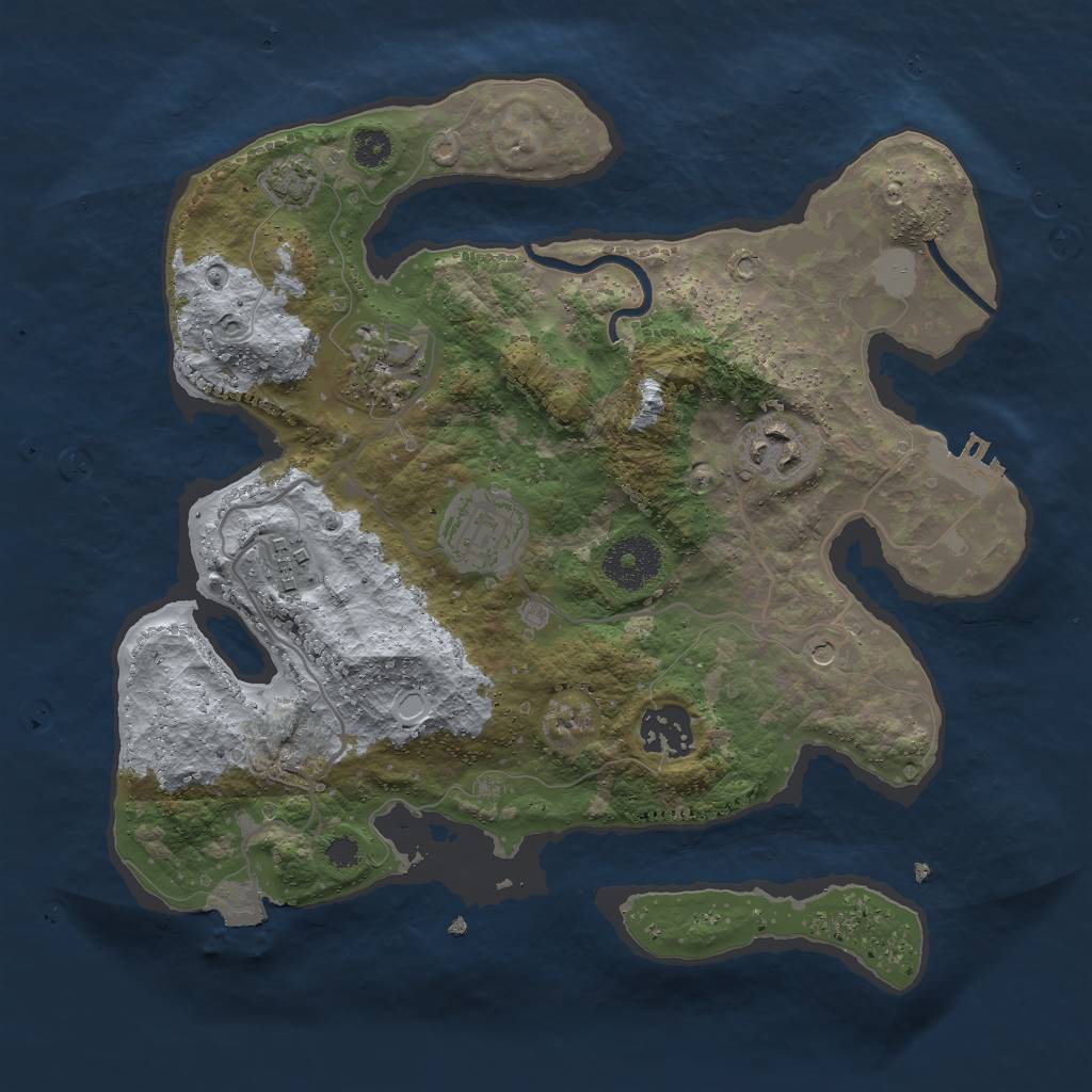 Rust Map: Procedural Map, Size: 3000, Seed: 20245, 11 Monuments