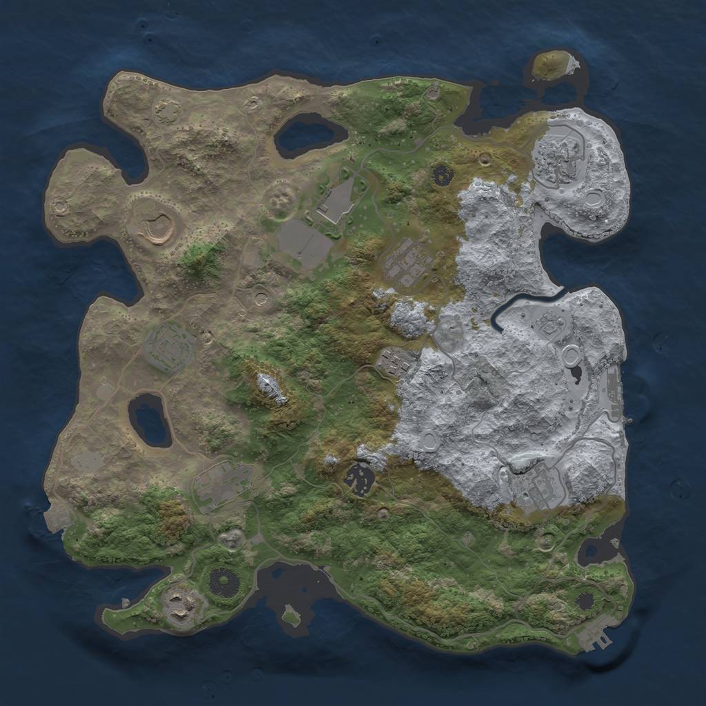 Rust Map: Procedural Map, Size: 3500, Seed: 1892748851, 18 Monuments