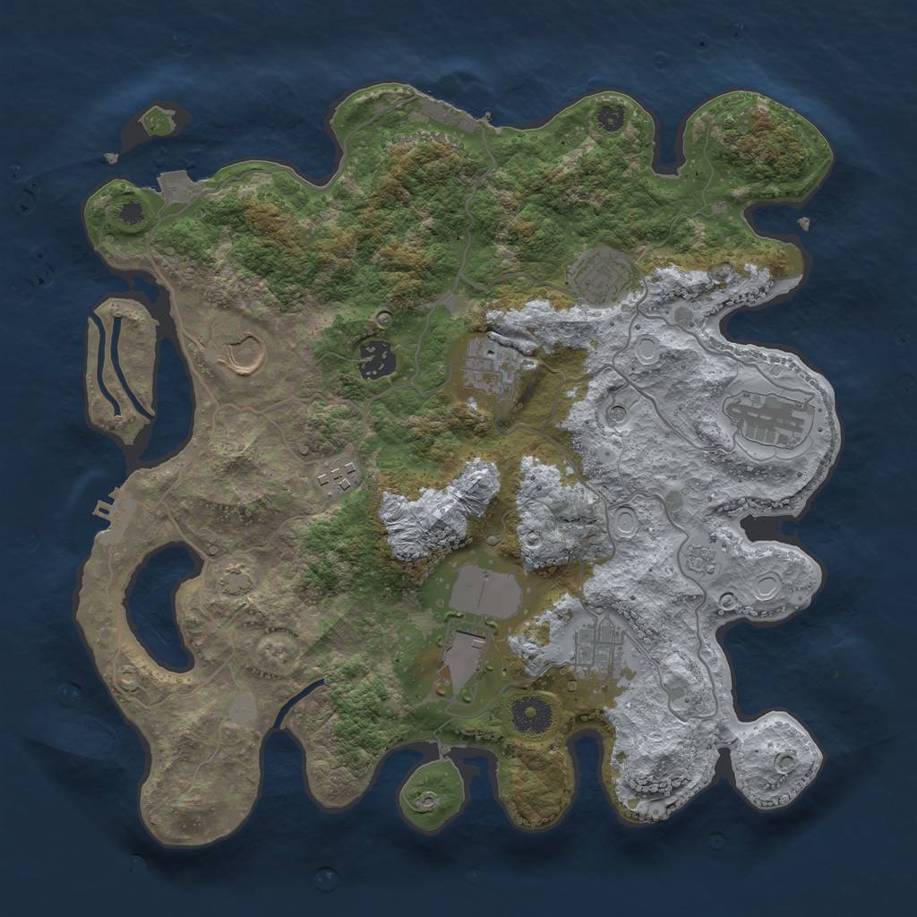 Rust Map: Procedural Map, Size: 3500, Seed: 72023, 16 Monuments