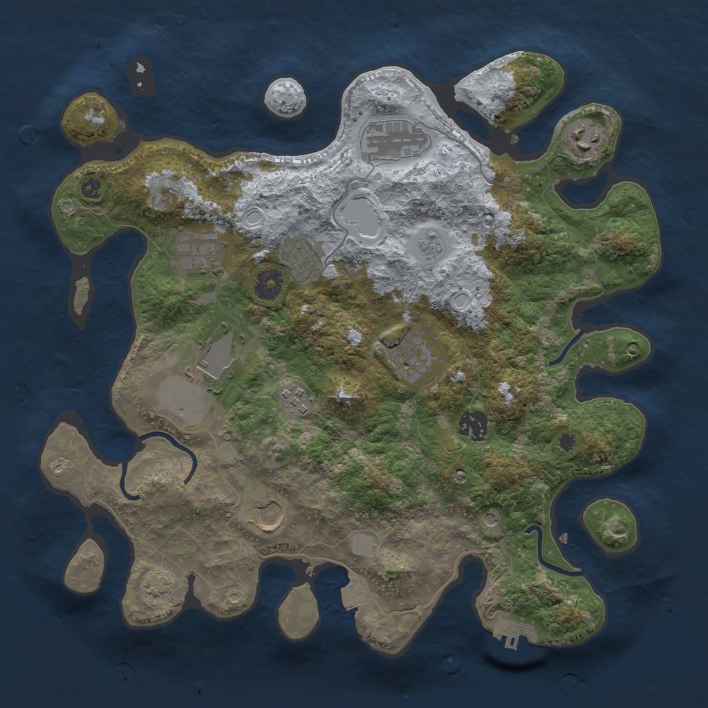 Rust Map: Procedural Map, Size: 3500, Seed: 183502945, 16 Monuments