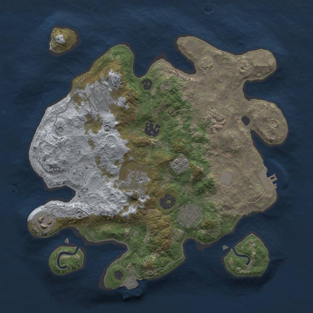 Rust Map: Procedural Map, Size: 3000, Seed: 19251, 14 Monuments