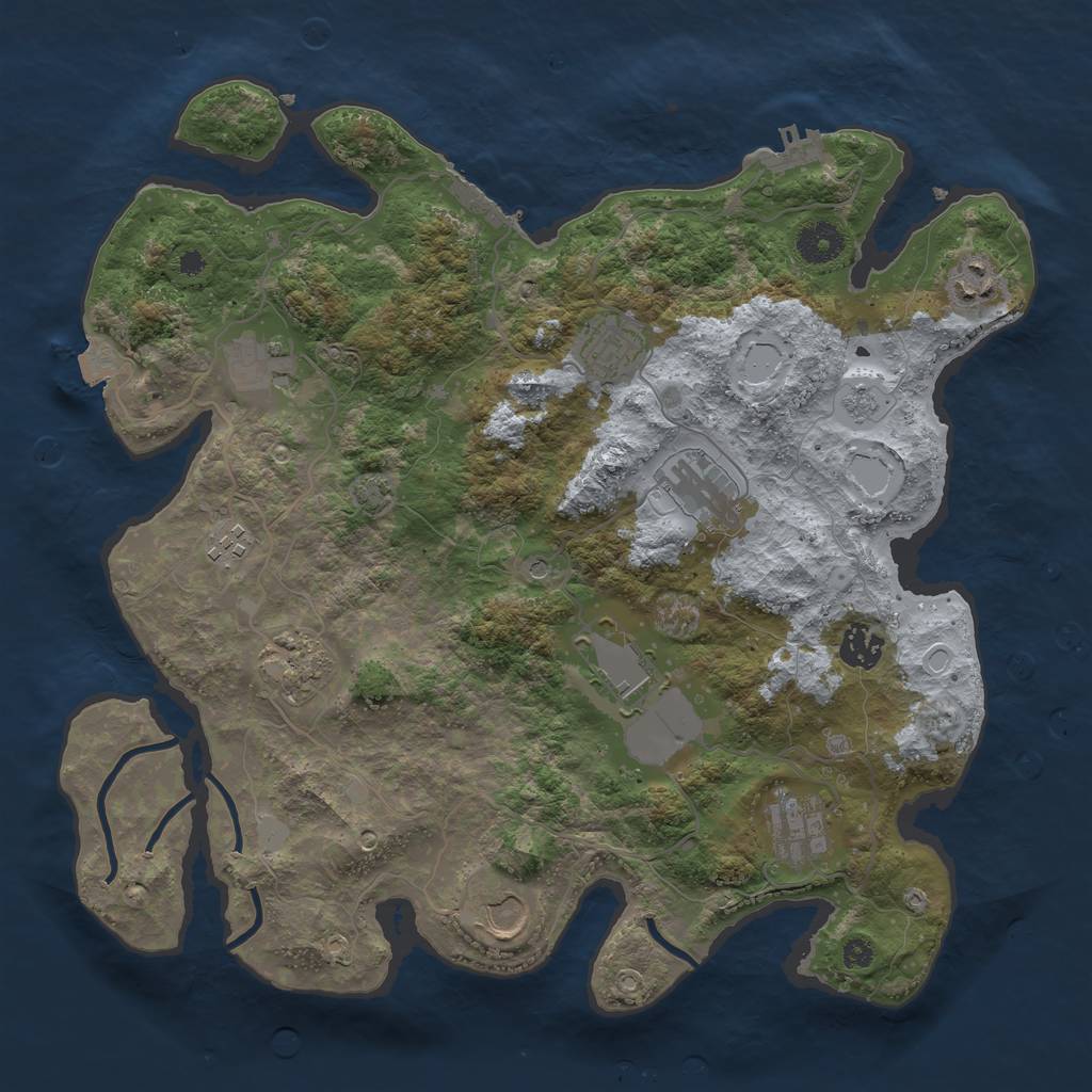 Rust Map: Procedural Map, Size: 3700, Seed: 969649551, 18 Monuments